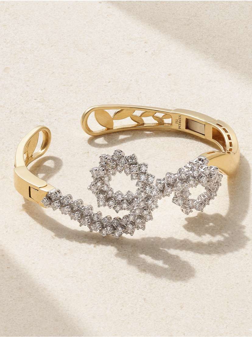 YEPREM 18-karat White And Yellow Gold Diamond Cuff