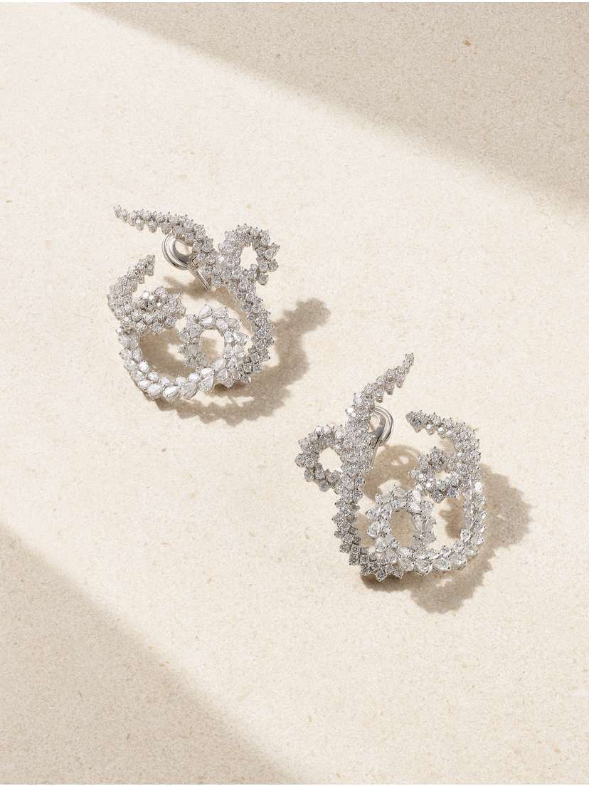 YEPREM Y-couture 18-karat White Gold Diamond Earrings