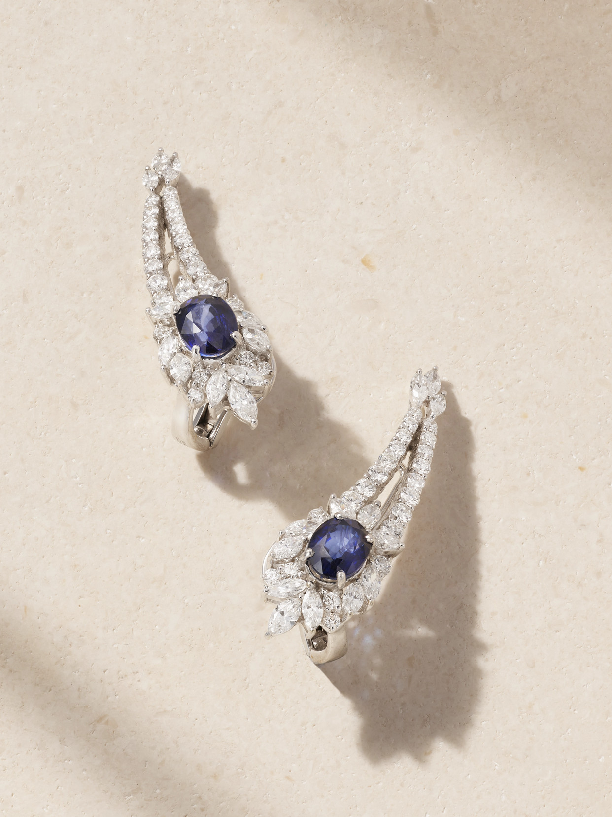 Yeprem 18-karat White Gold, Sapphire And Diamond Earrings In Silver