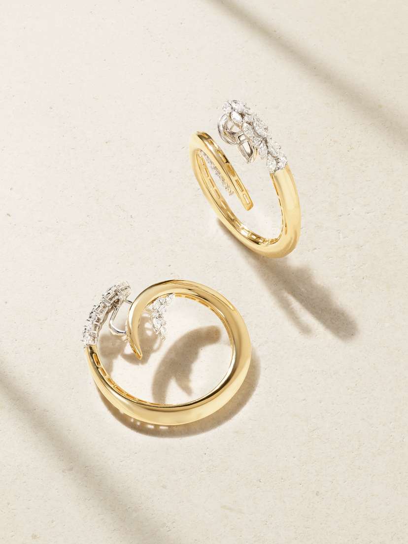 YEPREM en Strada Drop 18-karat Yellow And White Gold Diamond Earrings