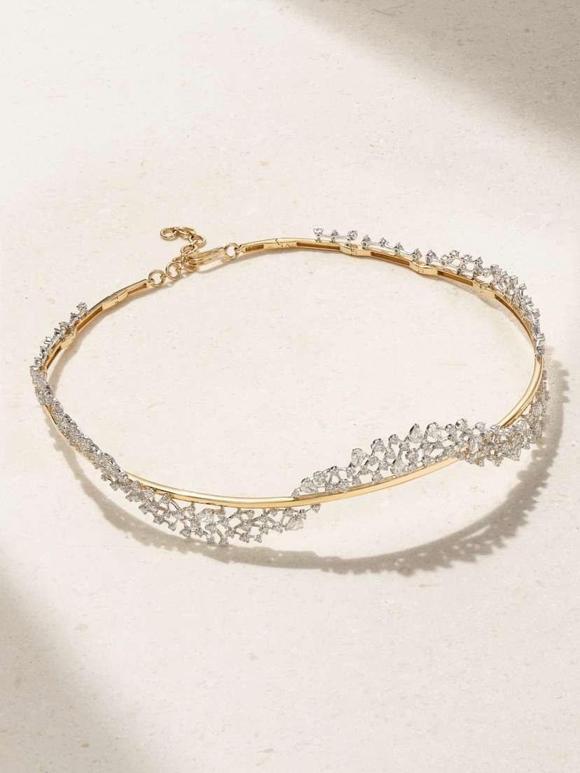 Ananya Scatter Wavy 18-karat Gold Diamond Choker