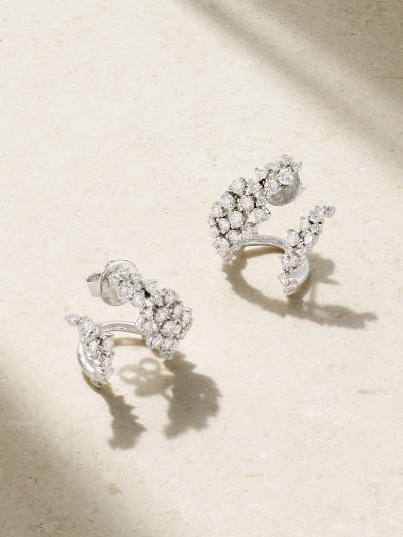 Ananya Scatter Wrap 18-karat White Gold Diamond Earrings