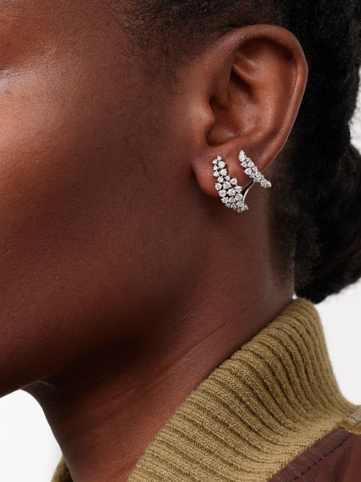 Ananya Scatter Wrap 18-karat White Gold Diamond Earrings In Silver