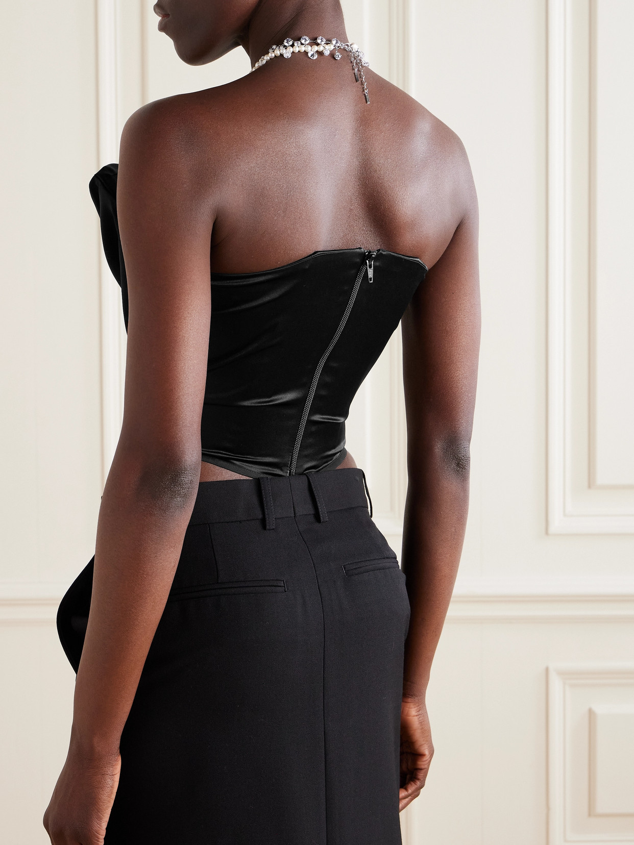 Magda Butrym Waist Belted Cut-out Strapless Top In Black