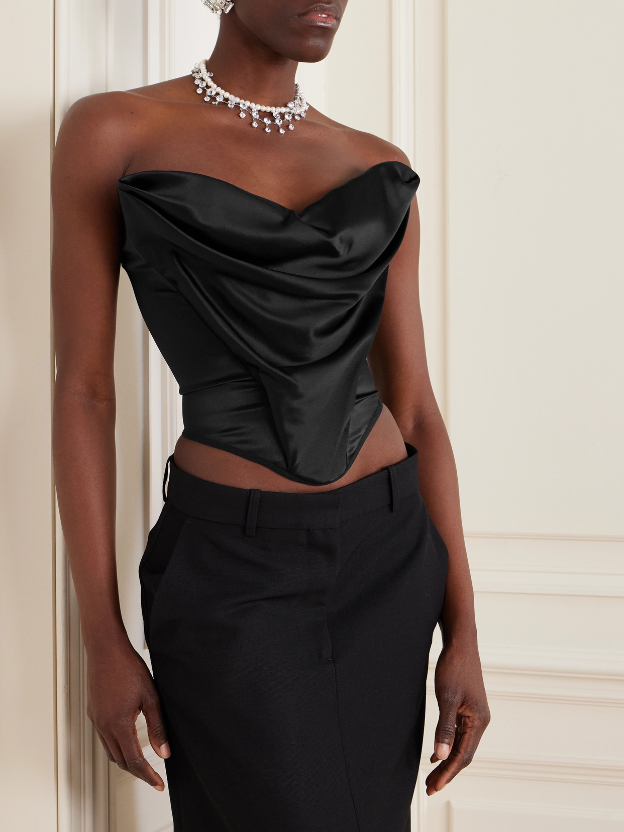 Magda Butrym Waist Belted Cut-out Strapless Top In Black
