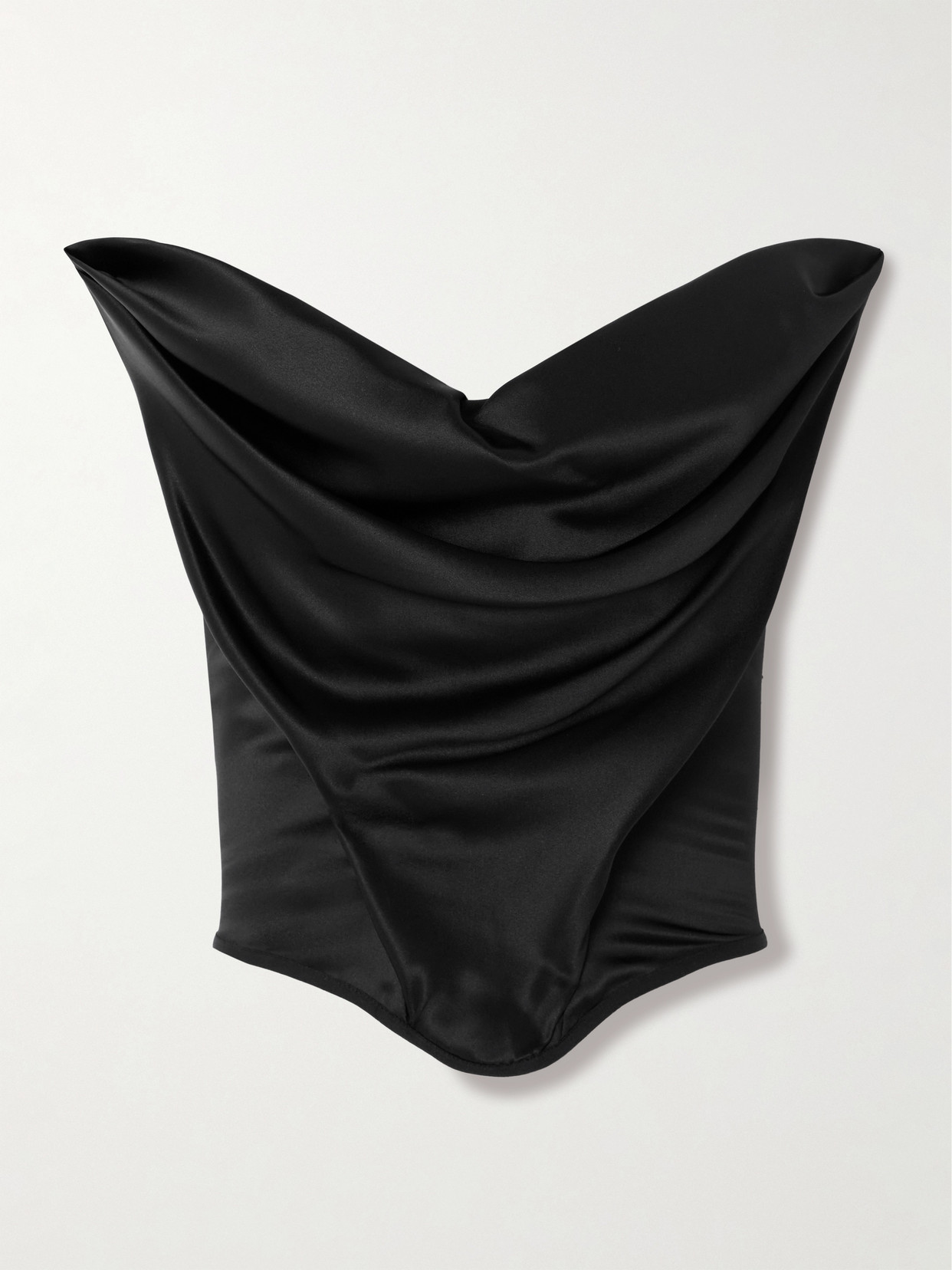 Magda Butrym Strapless Stretch-silk Corset Top In Black