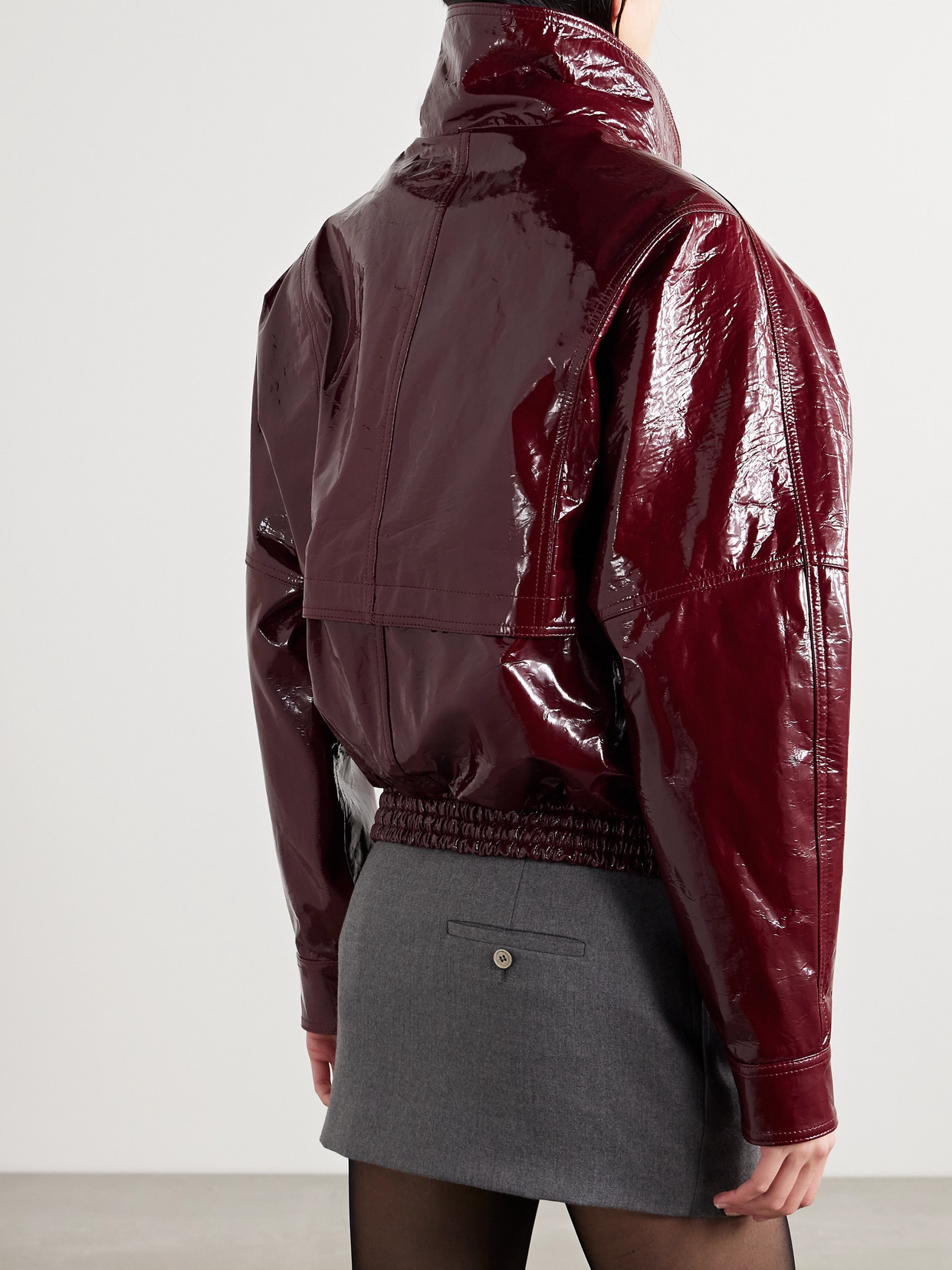 Shop Magda Butrym Glossed-leather Jacket In Burgundy