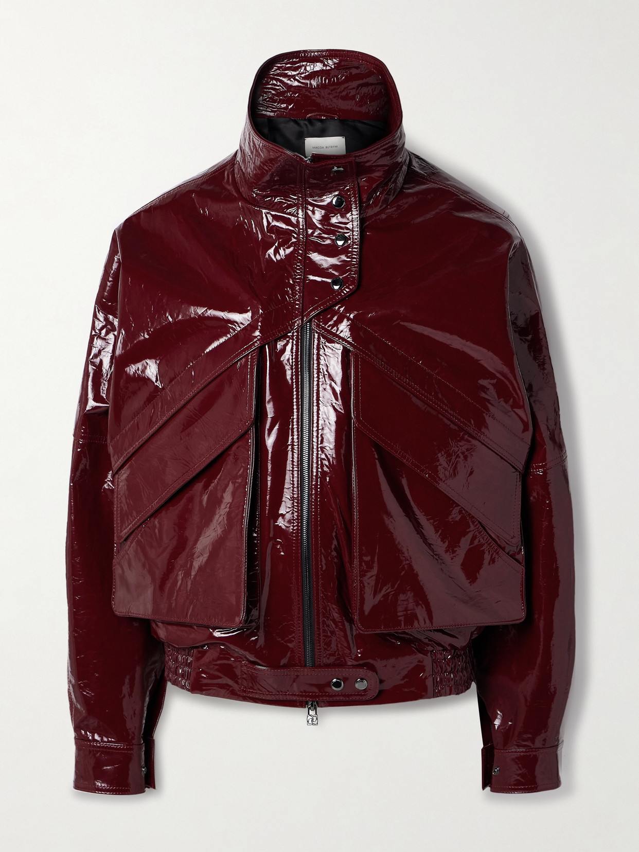Shop Magda Butrym Glossed-leather Jacket In Burgundy