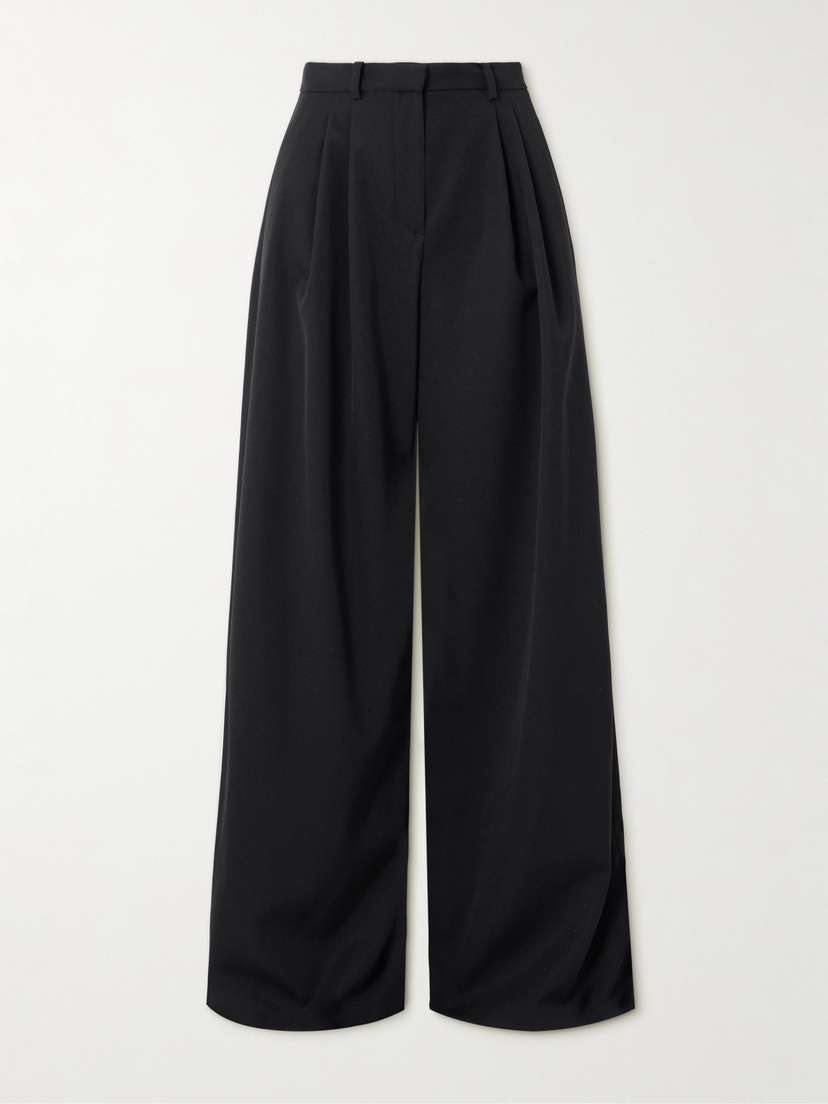 Magda Butrym Pleated Wool-twill Wide-leg Pants