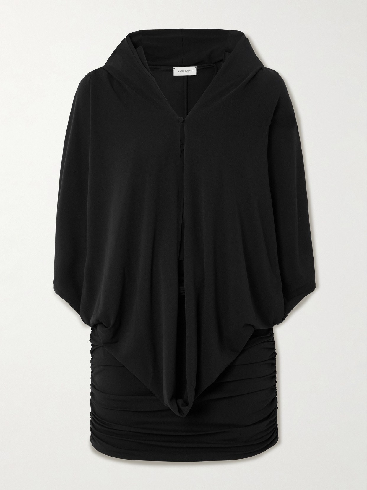 Magda Butrym Hooded Layered Stretch-crepe Mini Dress In Black