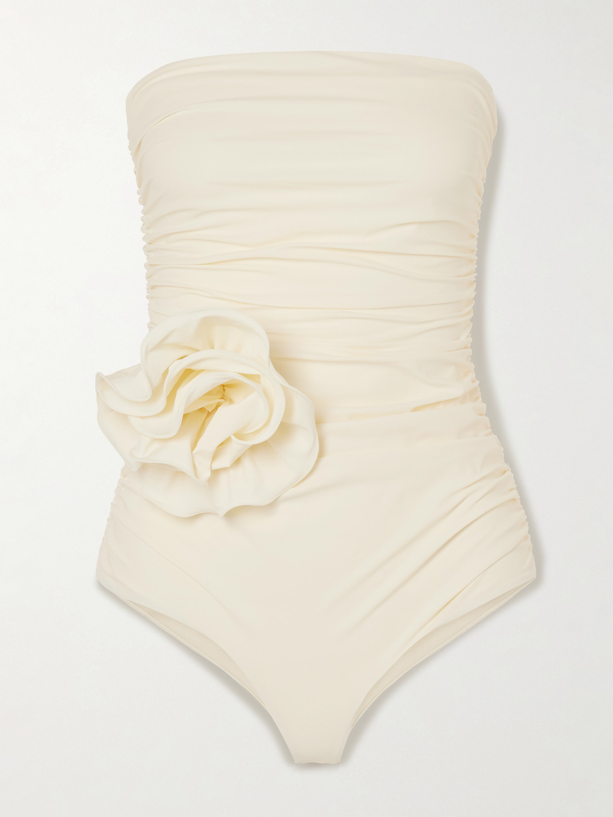Magda Butrym Rosette Ruched One-piece Swim Suit In White