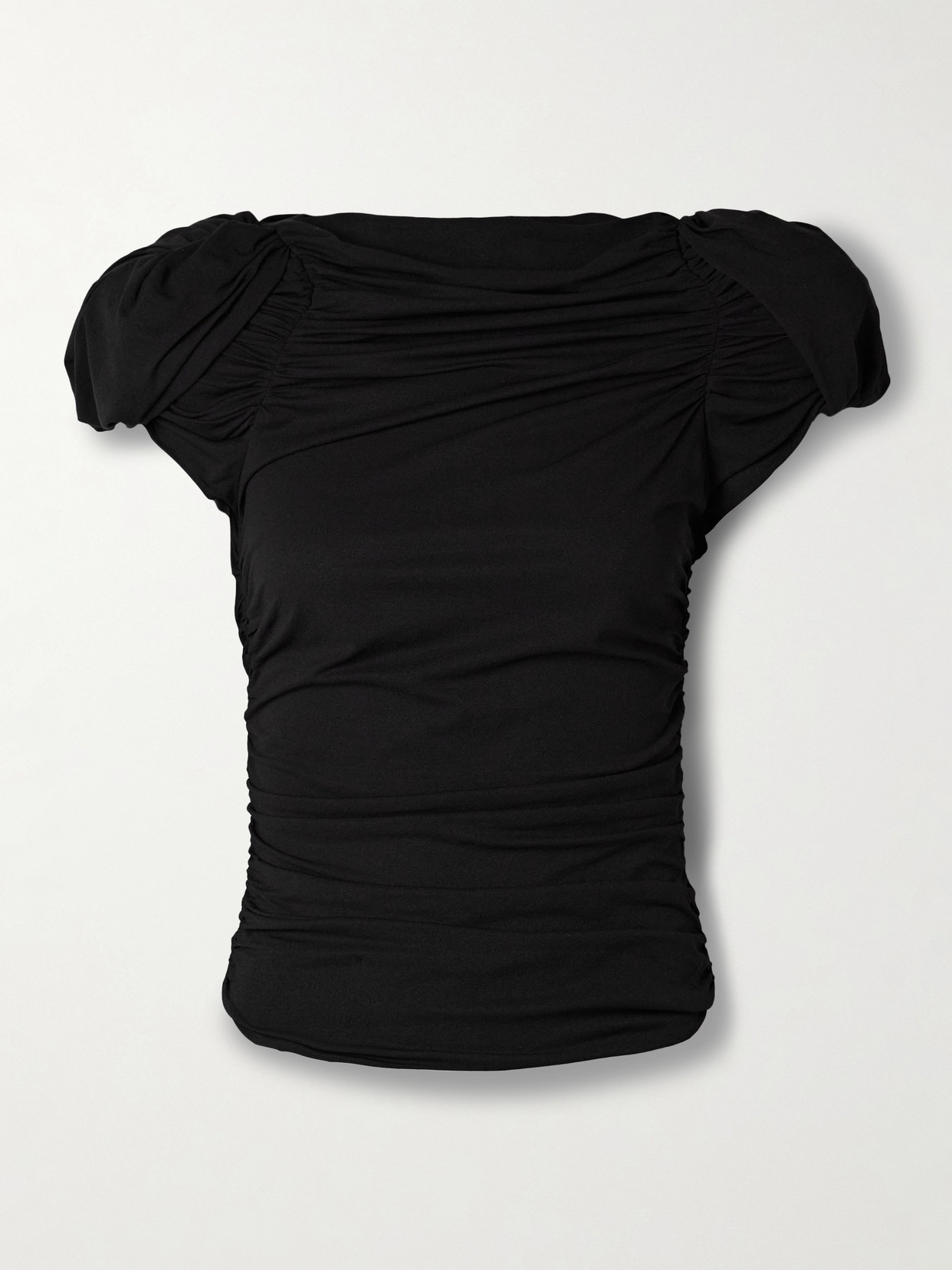 Magda Butrym Ruched Silk-blend Top In Black