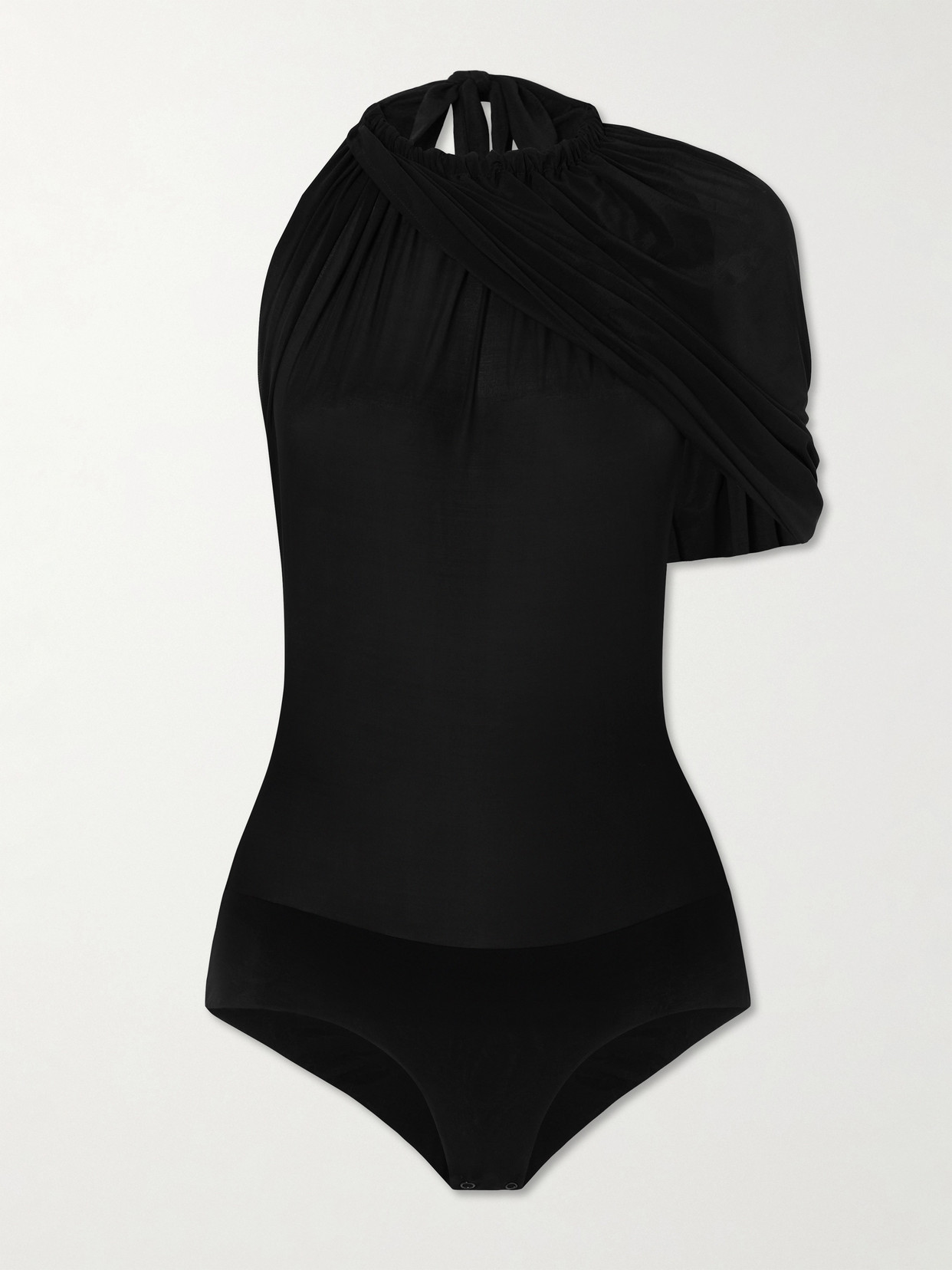 Magda Butrym Draped Stretch-tulle Halterneck Bodysuit In Black
