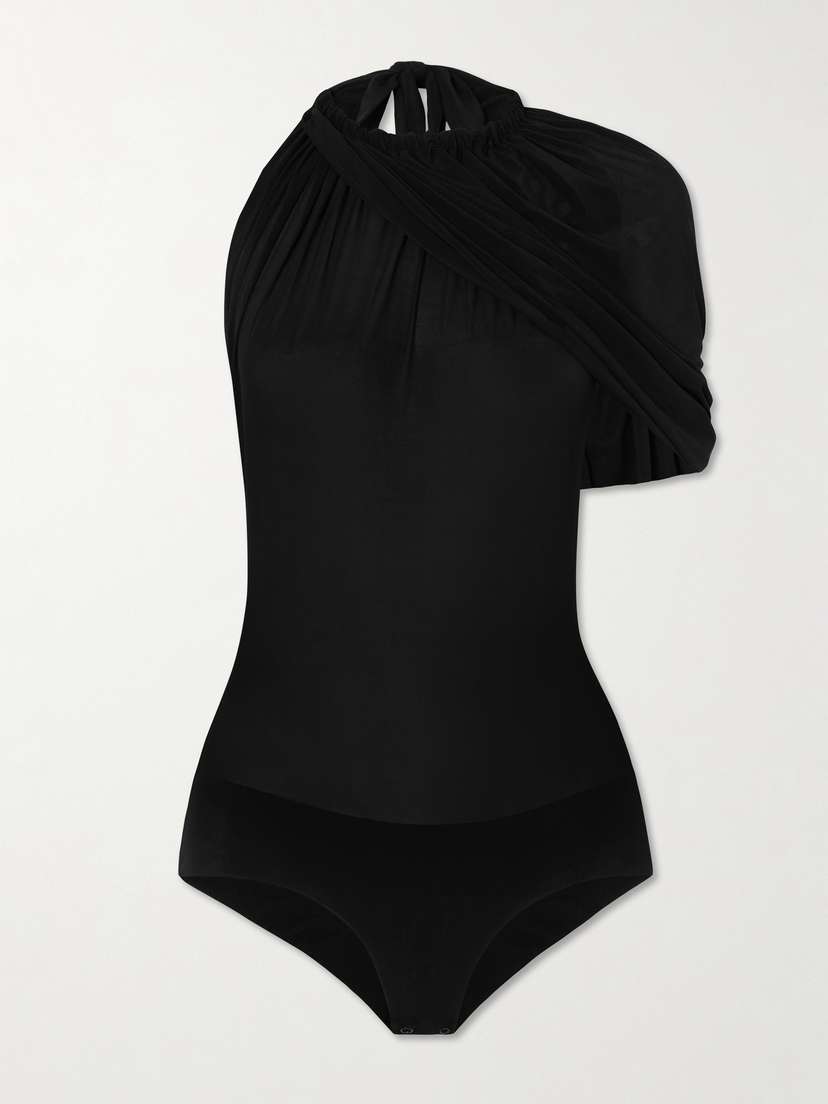 Magda Butrym Draped Stretch-tulle Halterneck Bodysuit - FR 34