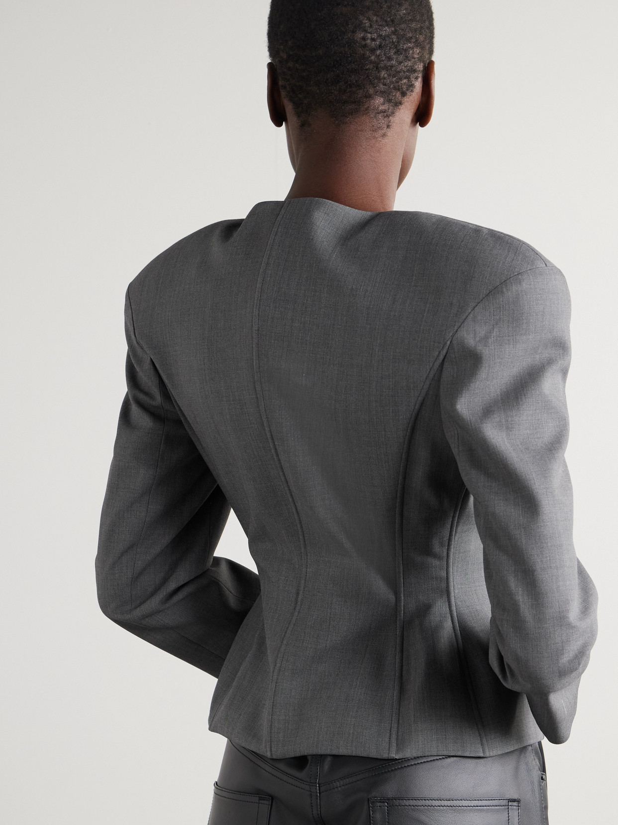 Magda Butrym Broad-shouldered Wool-silk Blazer In Gray