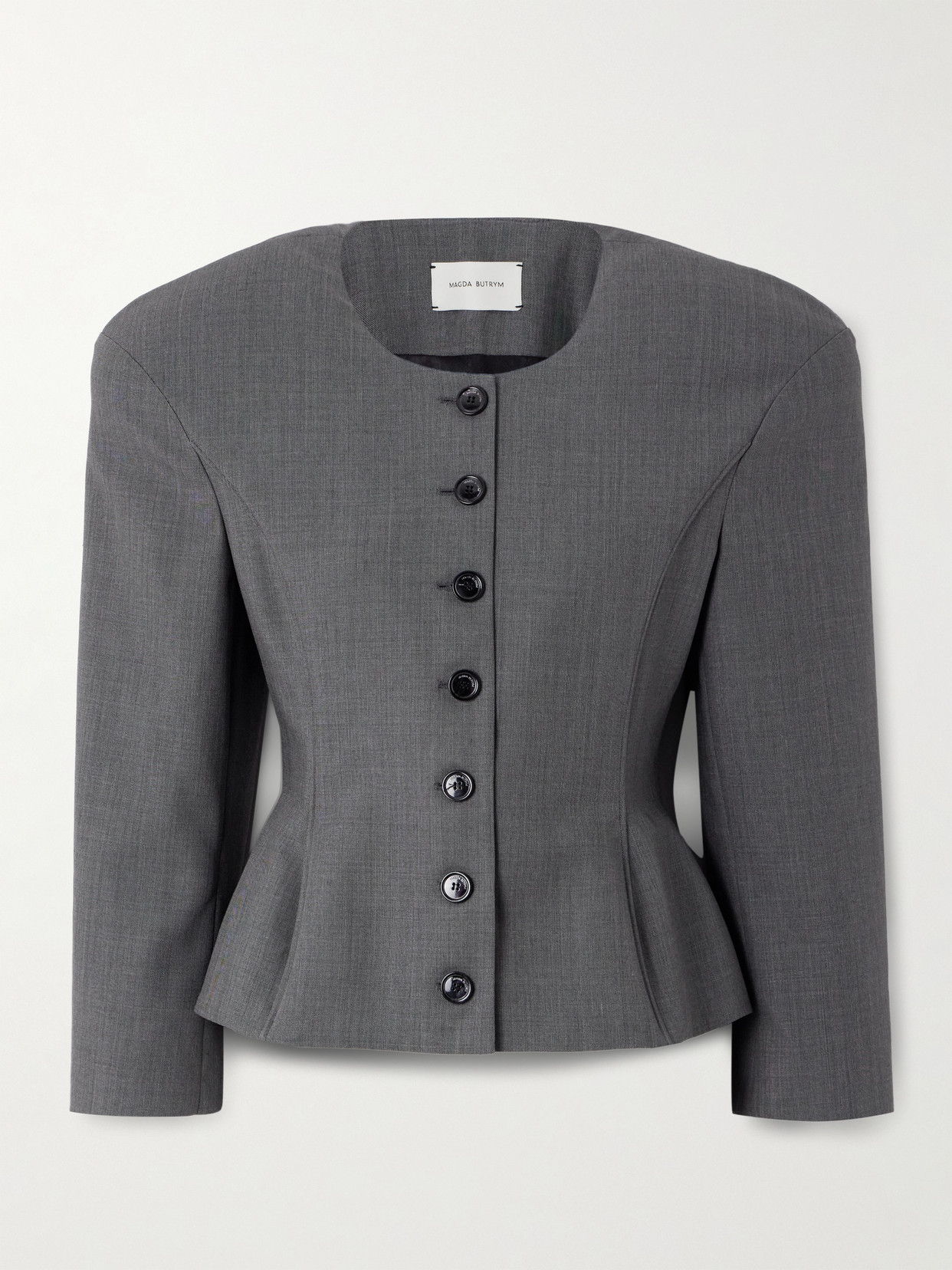 Magda Butrym Broad-shouldered Wool-silk Blazer In Gray