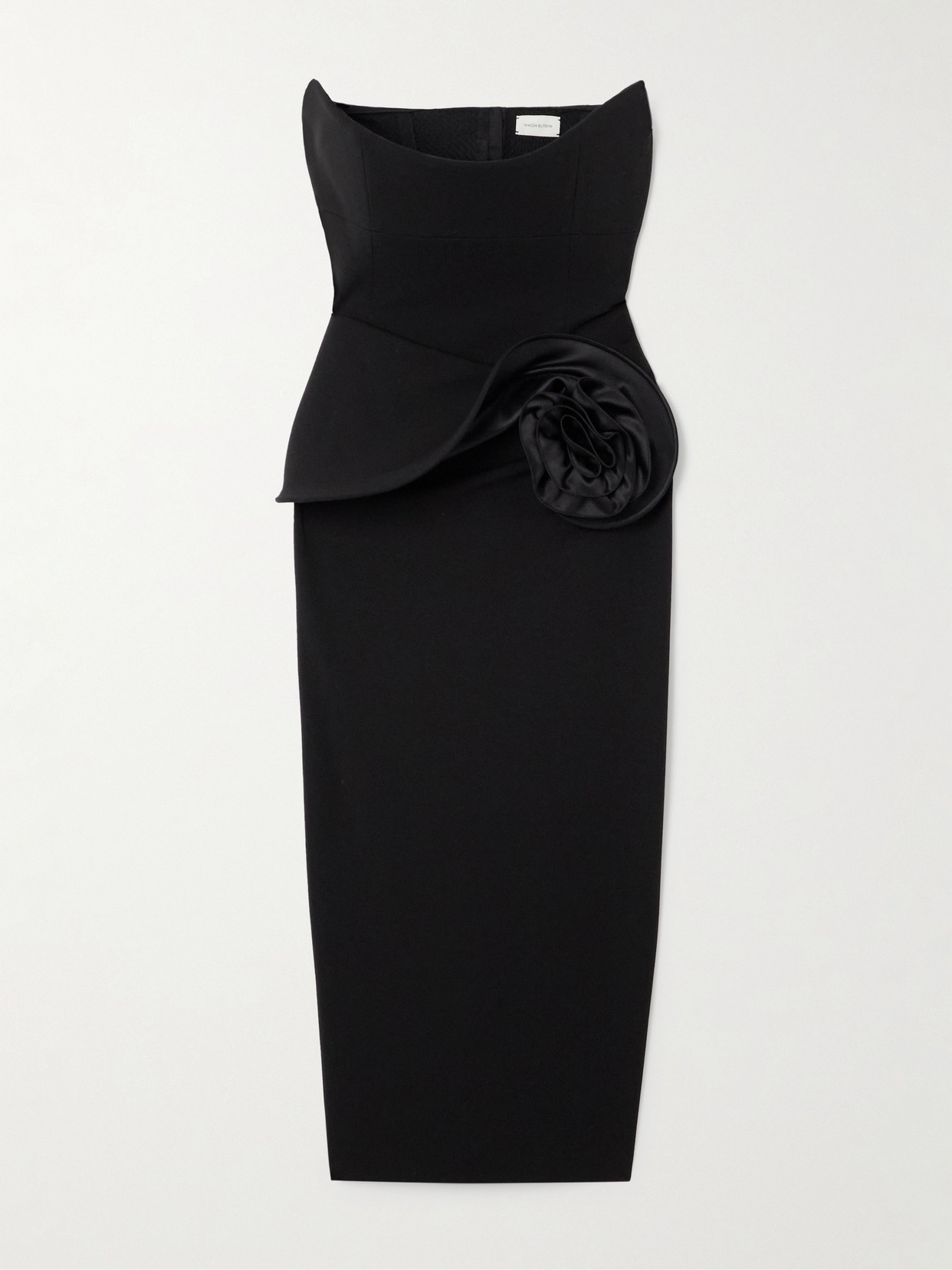 Magda Butrym Strapless Appliquéd Crepe Midi Dress In Black