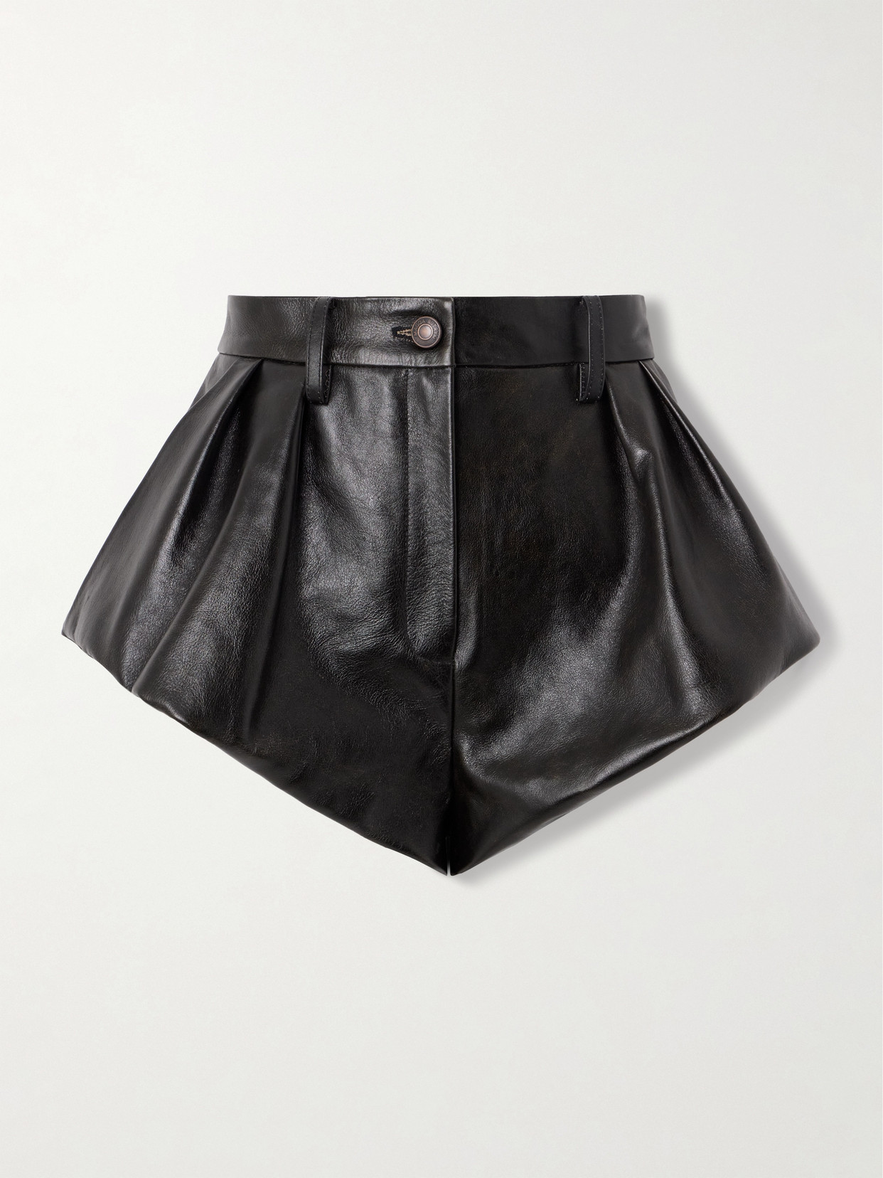 Magda Butrym - Pleated Leather Shorts - Black