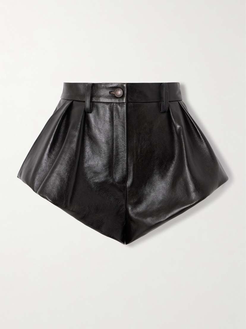 Magda Butrym Pleated Leather Shorts