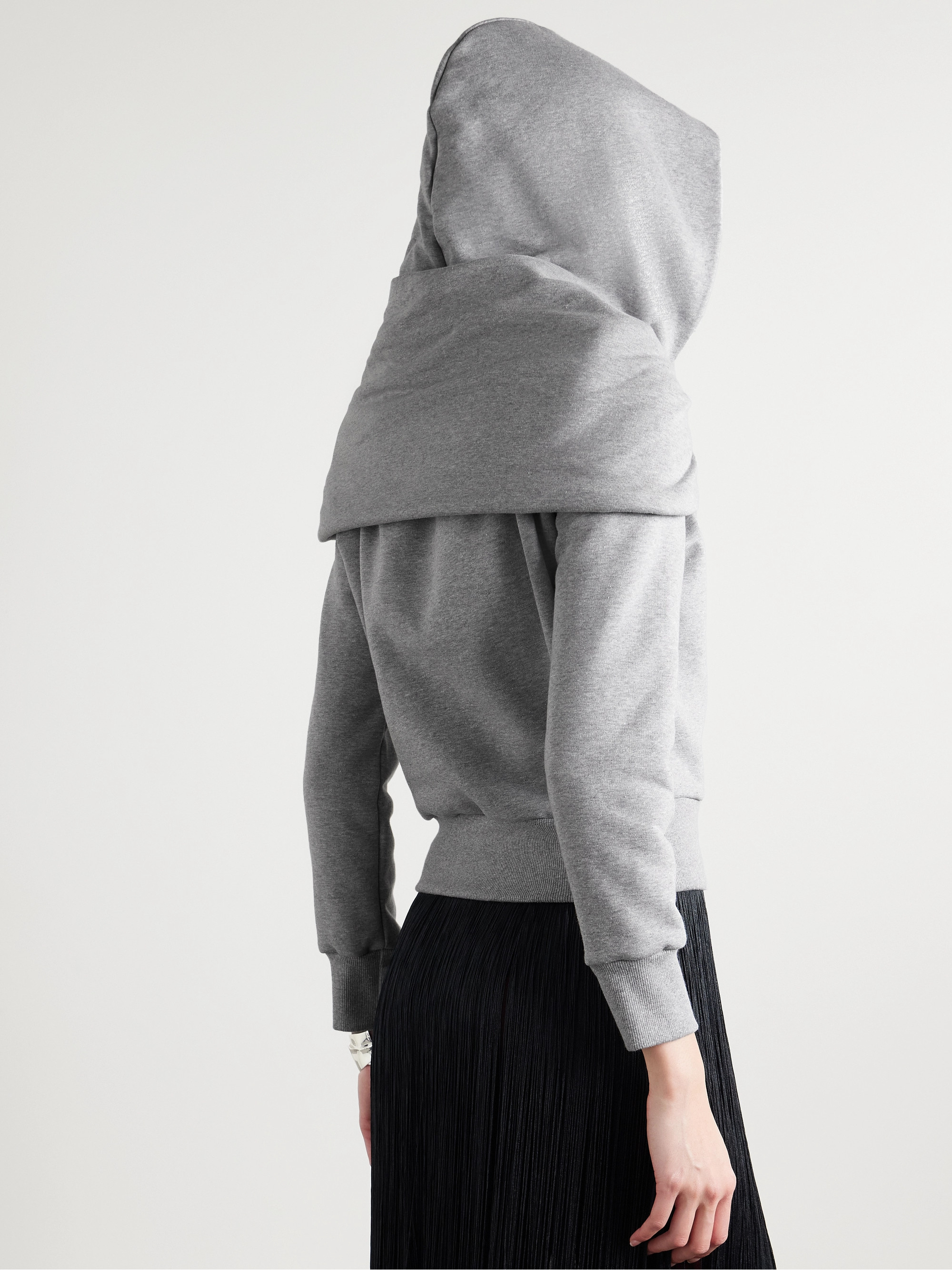 Magda Butrym Tie-detailed draped cotton-blend jersey hoodie thumbnail