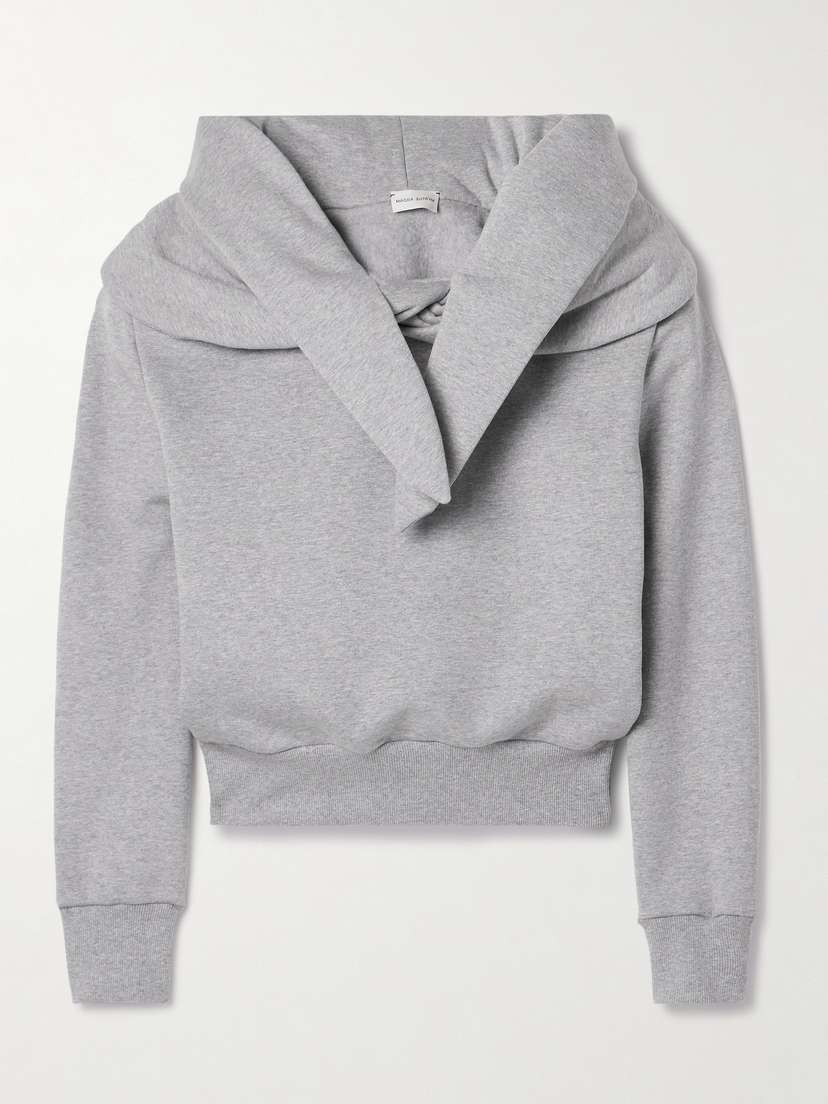 Magda Butrym Tie-detailed Draped Cotton-blend Jersey Hoodie