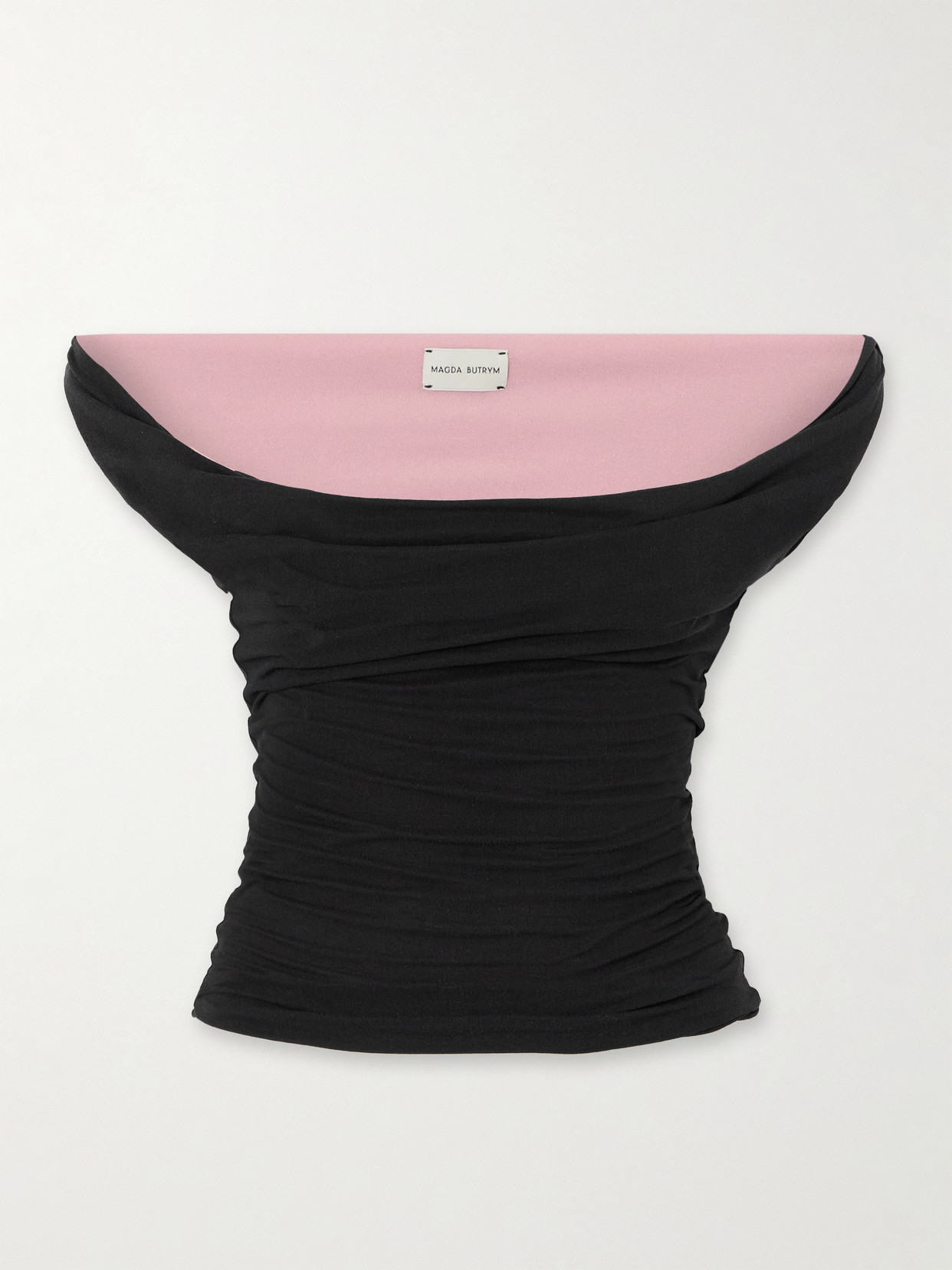 Magda Butrym Off-the-shoulder Layered Silk-blend Top In Black