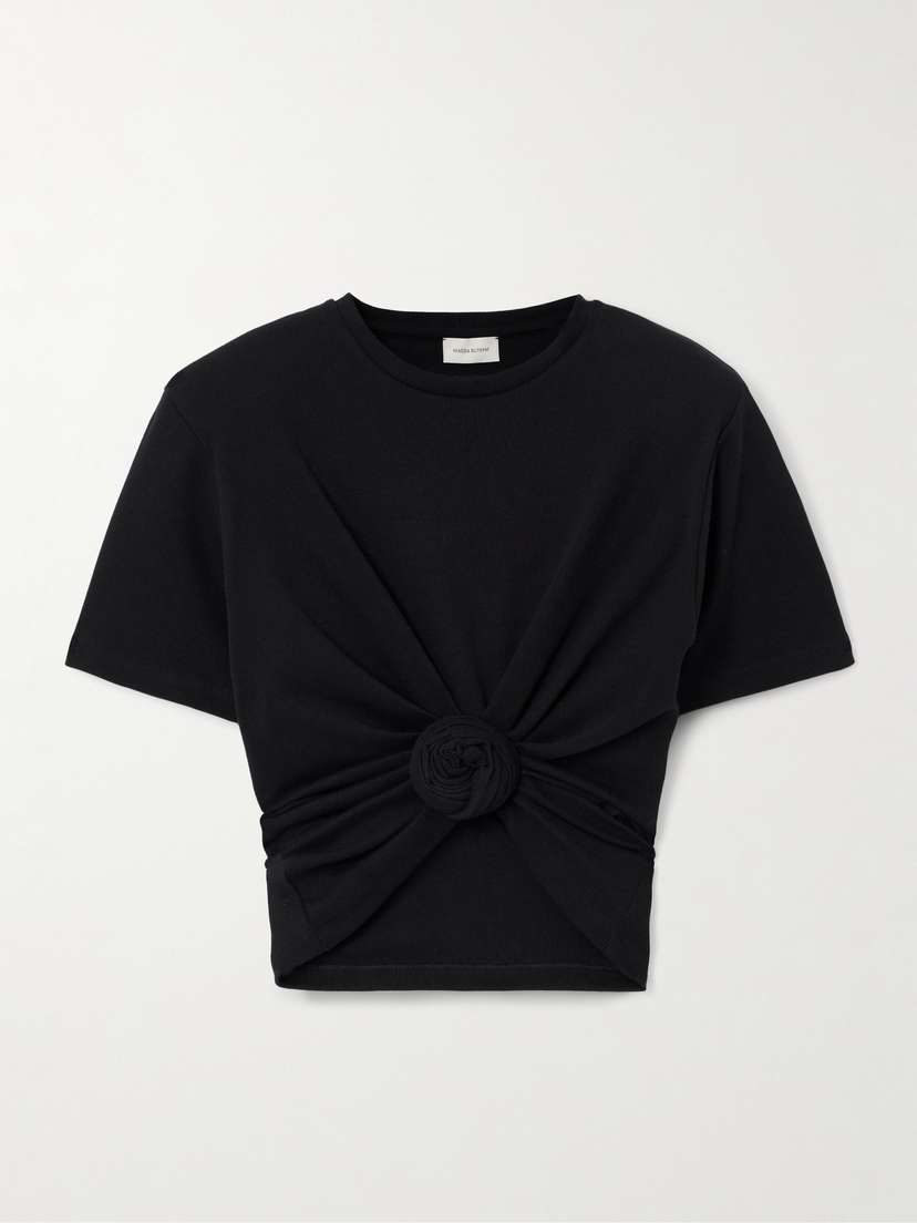 Magda Butrym Twist-front Ribbed Cotton-blend Jersey T-shirt