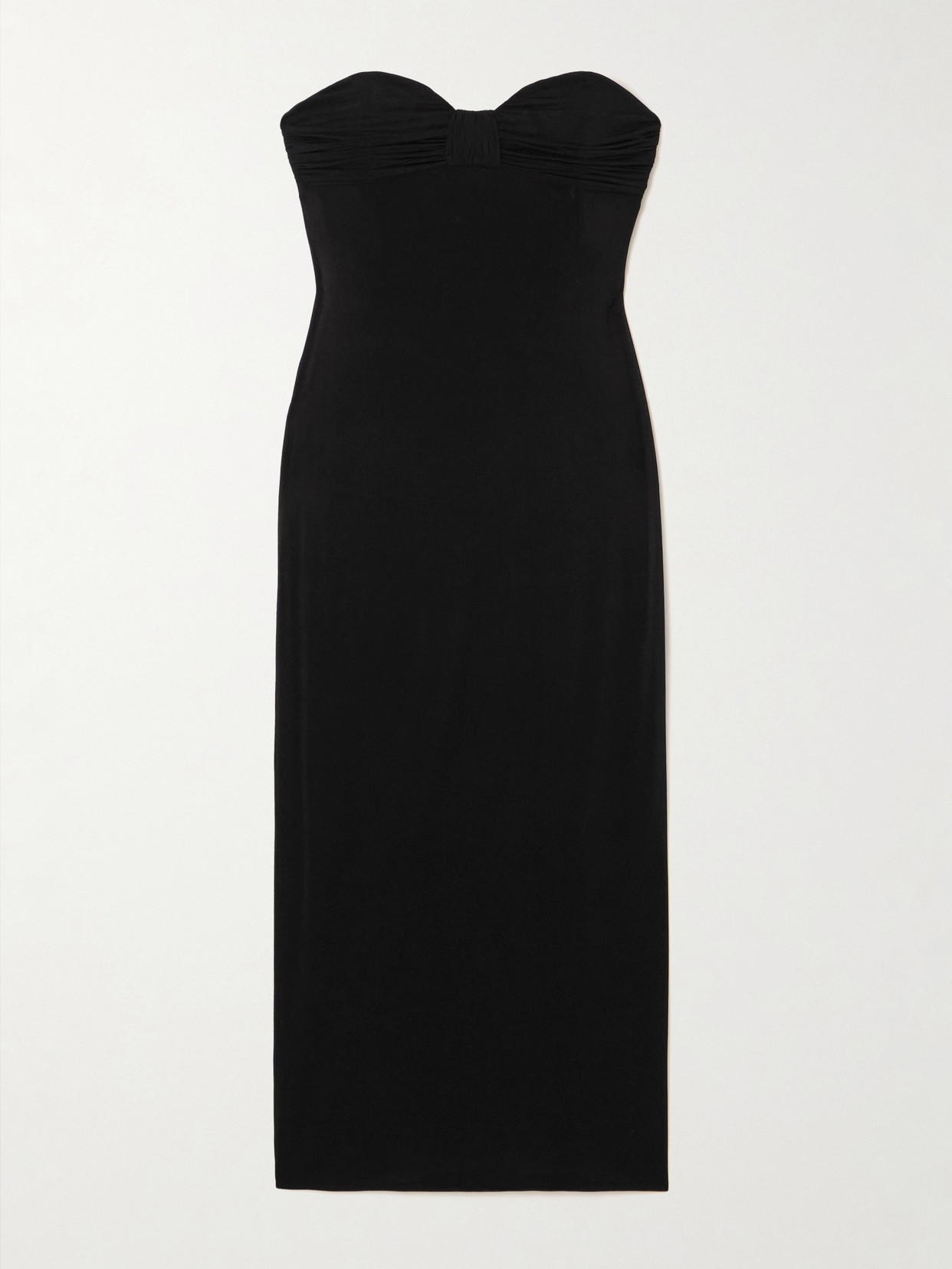 Magda Butrym Strapless Gathered Jersey Midi Dress In Black