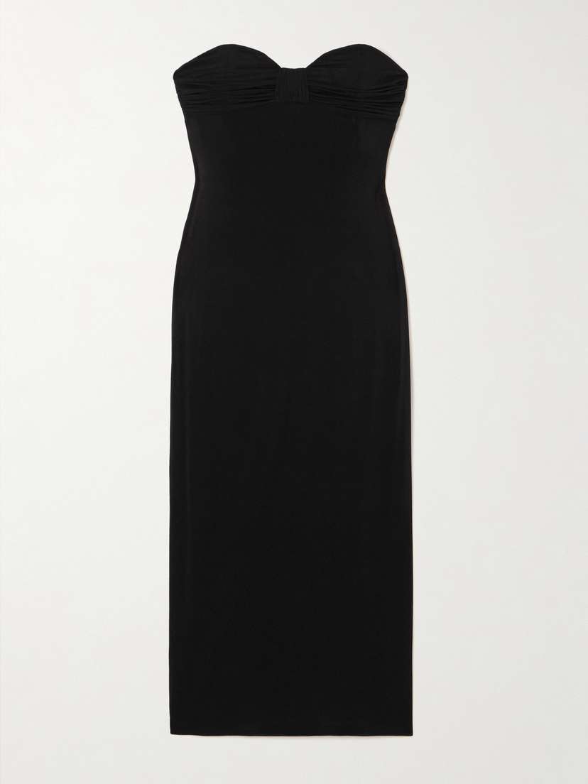 Magda Butrym Strapless Gathered Jersey Midi Dress