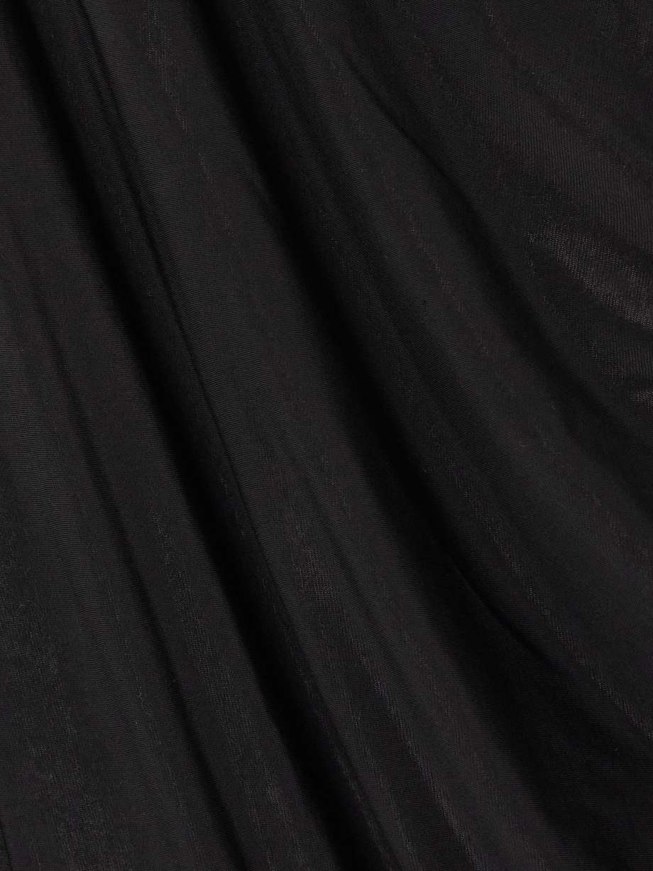 asymmetric ruched stretch-jersey midi dress