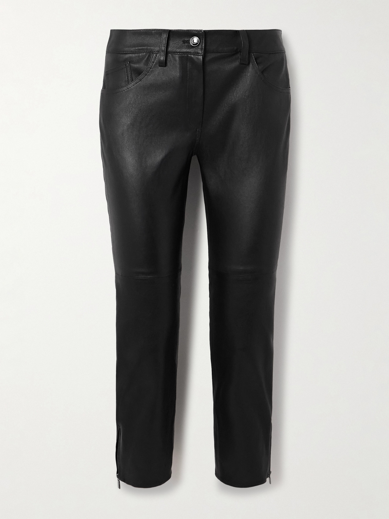 Magda Butrym Cropped Leather Skinny Pants In Black