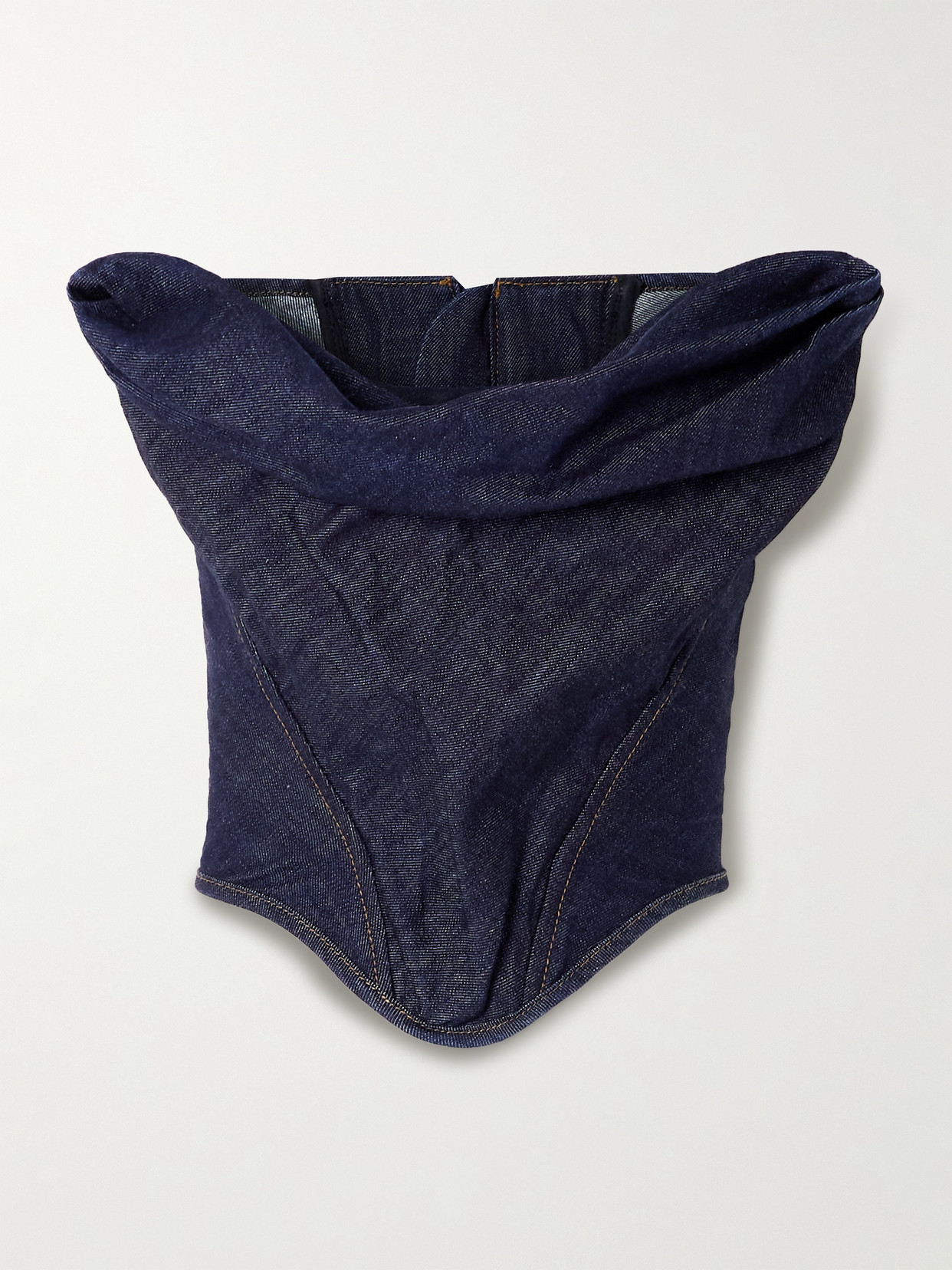 MAGDA BUTRYM STRAPLESS CROPPED DENIM BUSTIER TOP