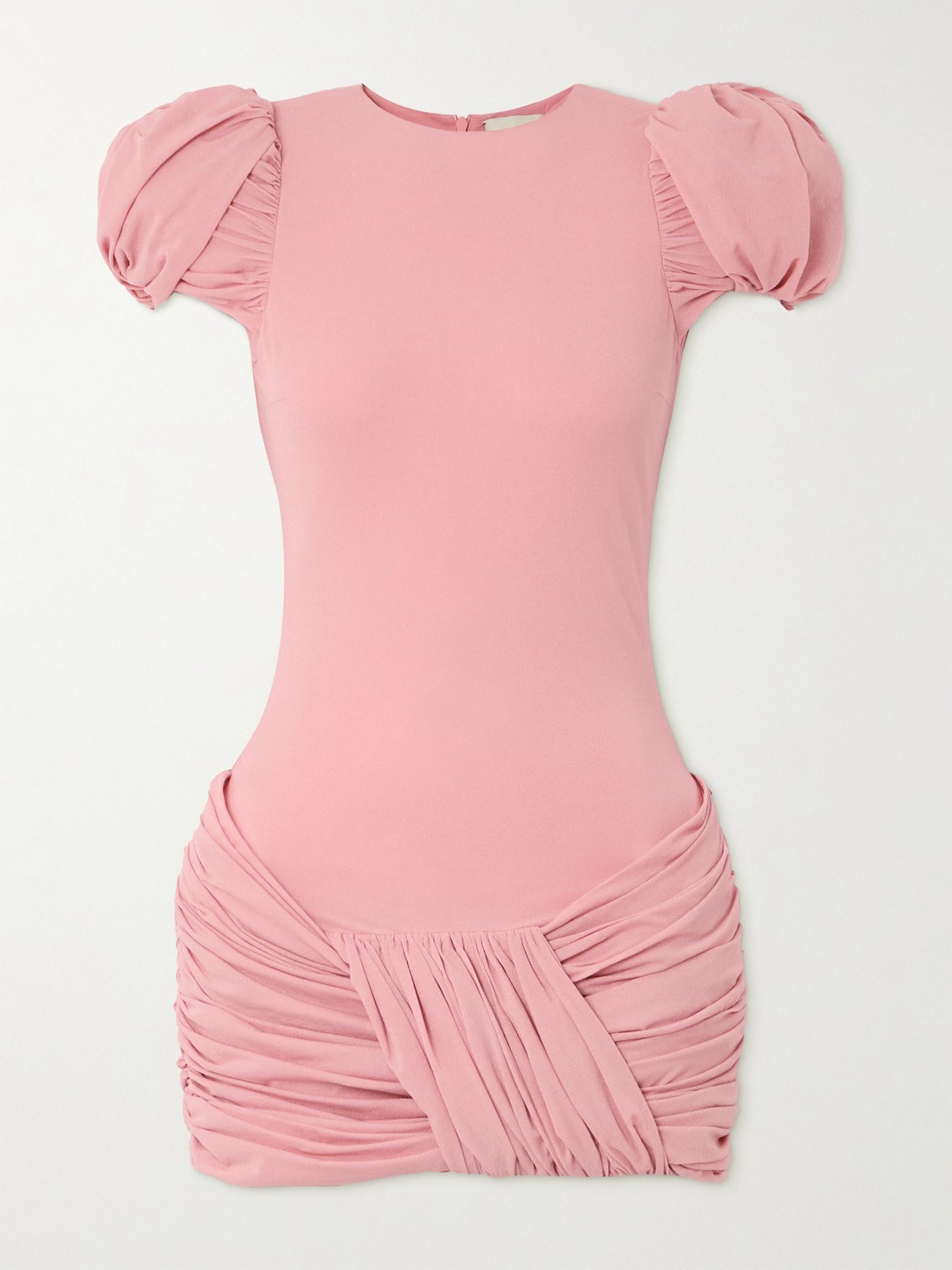 Magda Butrym Ruched Stretch Silk-crepe Mini Dress In Pink