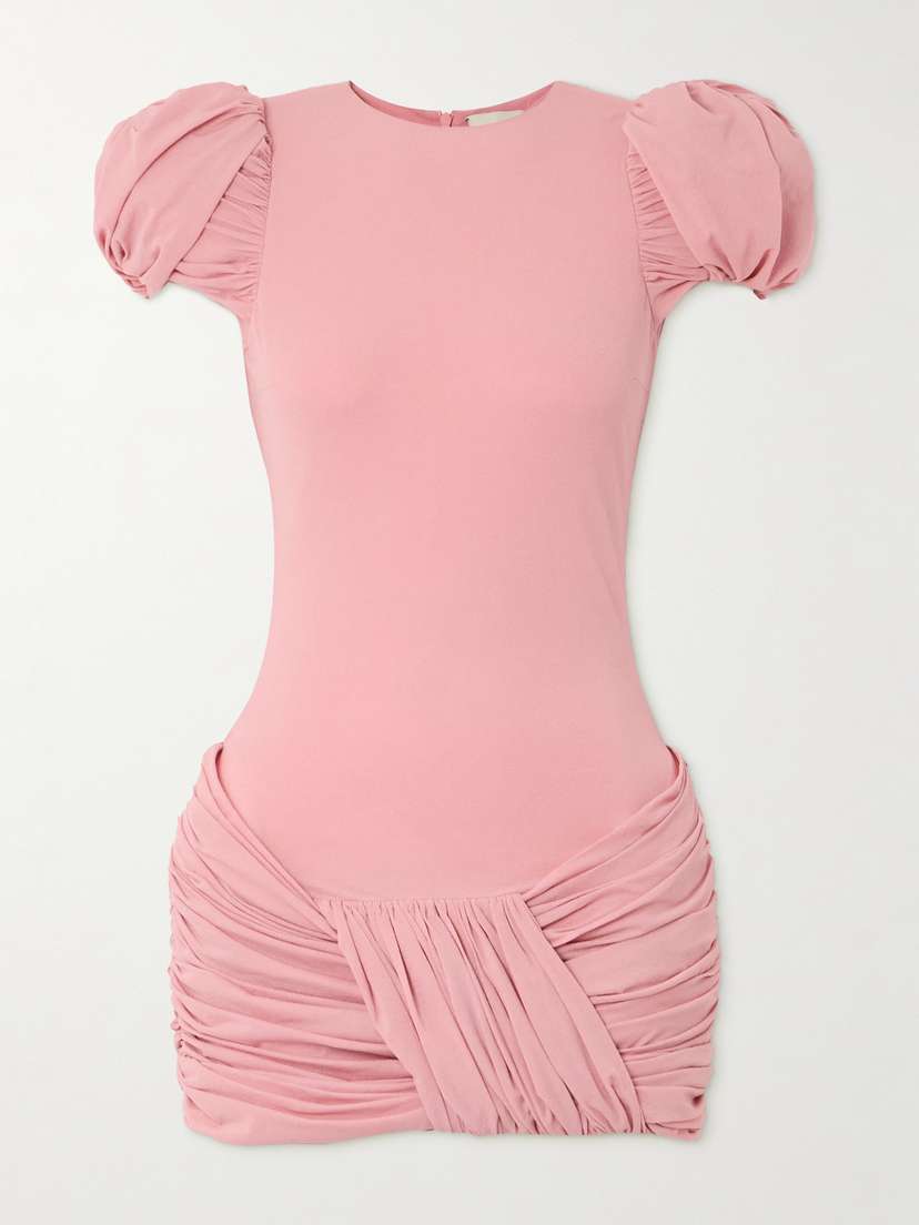 Magda Butrym Ruched Stretch Silk-crepe Mini Dress