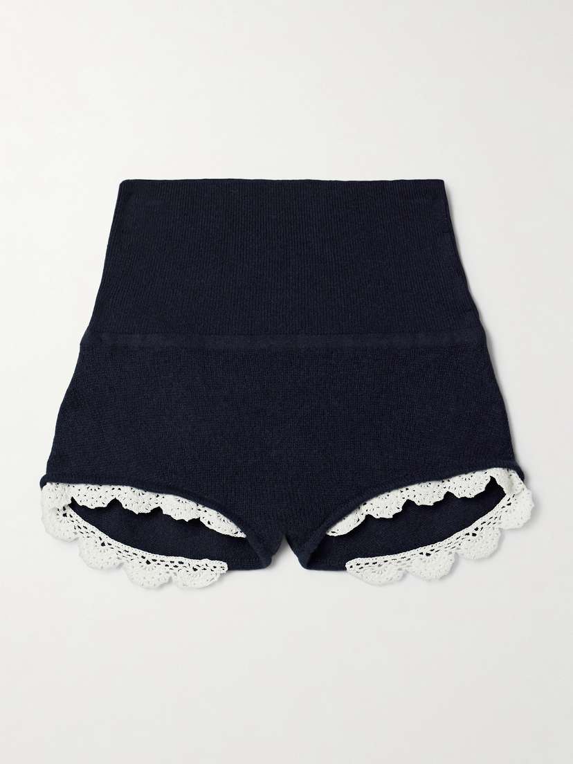 Magda Butrym Crochet-trimmed Cashmere Shorts