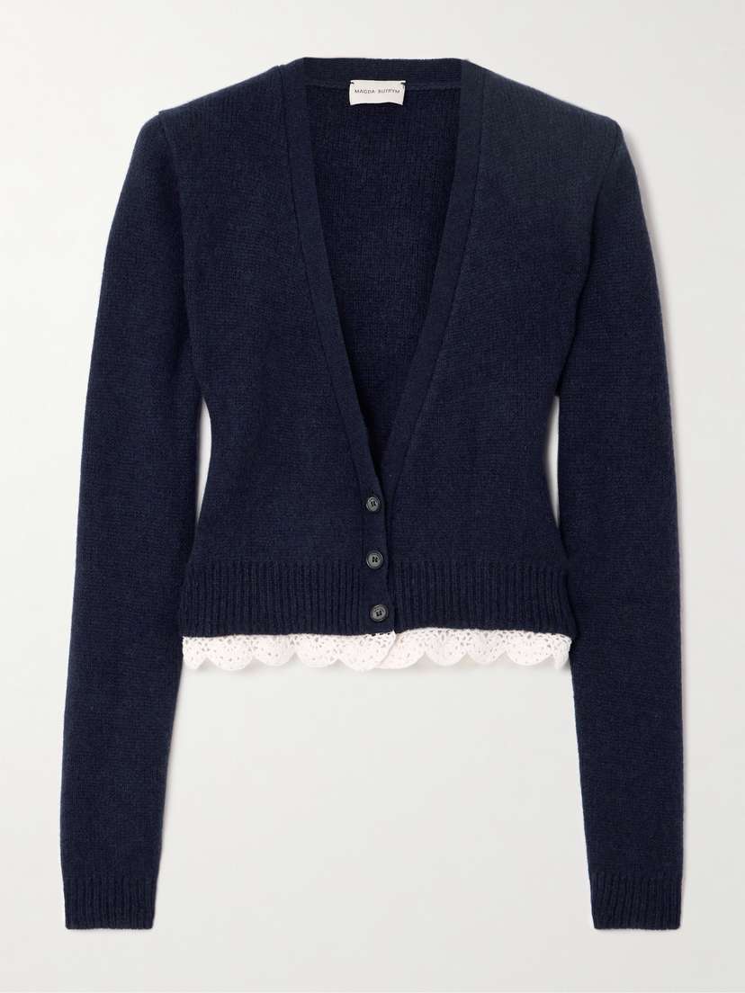 Magda Butrym Cropped Crochet-trimmed Cashmere Cardigan