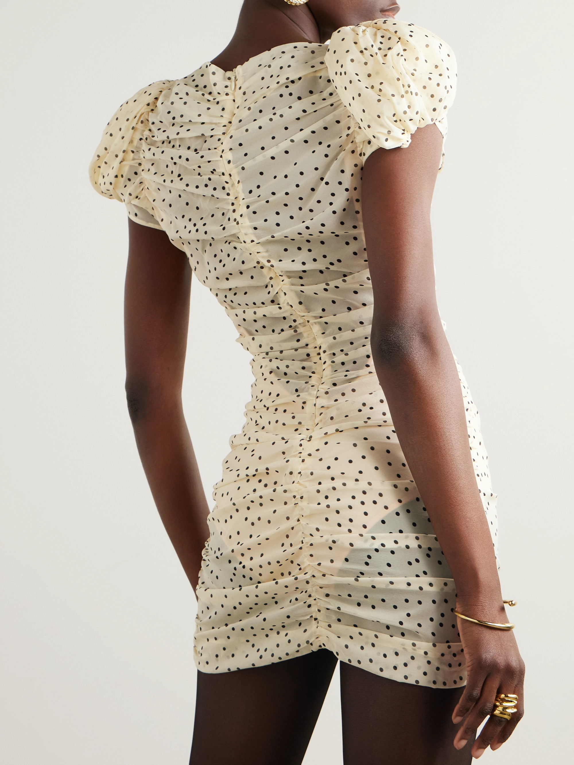Magda Butrym Ruched polka-dot silk-blend chiffon mini dress thumbnail