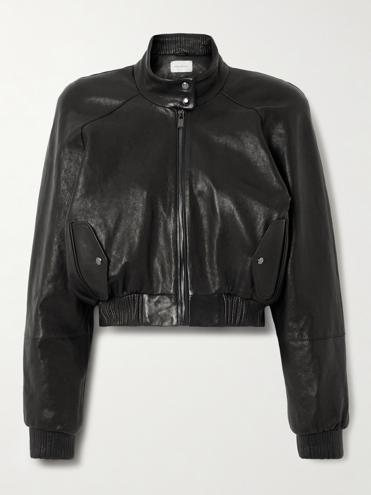 Magda Butrym Cropped Leather Jacket In Black