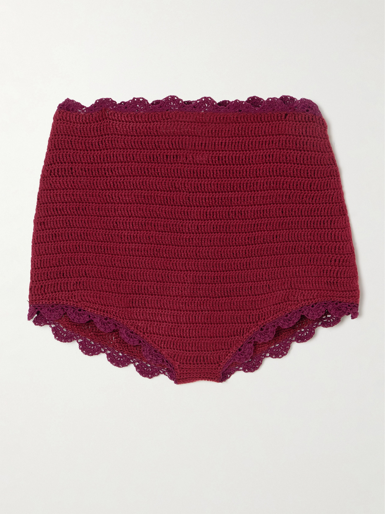 Magda Butrym Scalloped Crocheted Cotton Shorts In Red