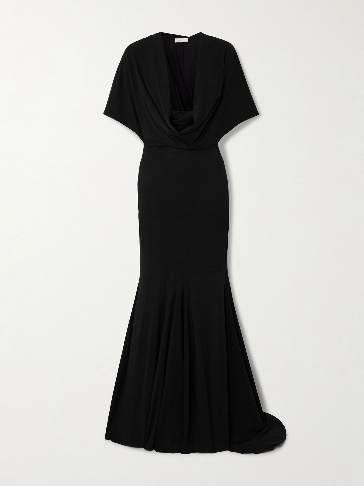 Magda Butrym Hooded Draped Stretch-silk Gown In Black