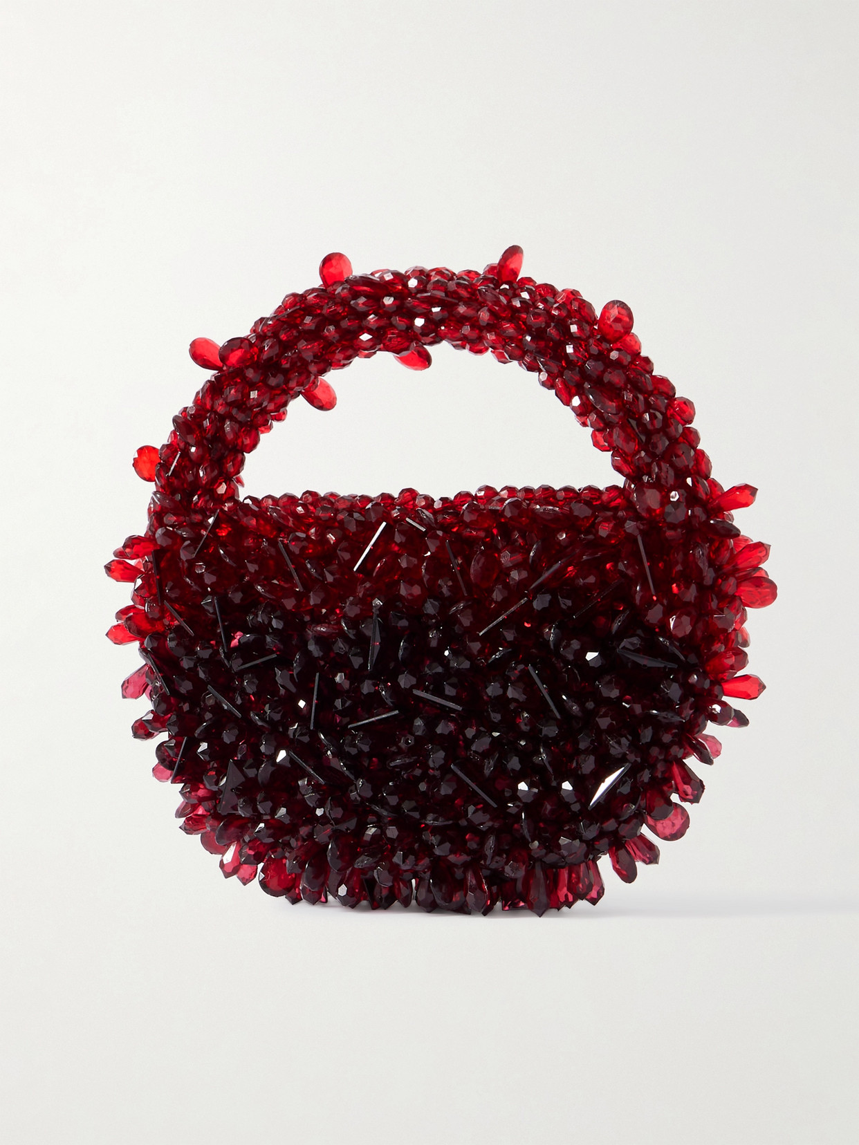 Clio Peppiatt Quartz Bead-embellished Satin Shoulder Bag In Red