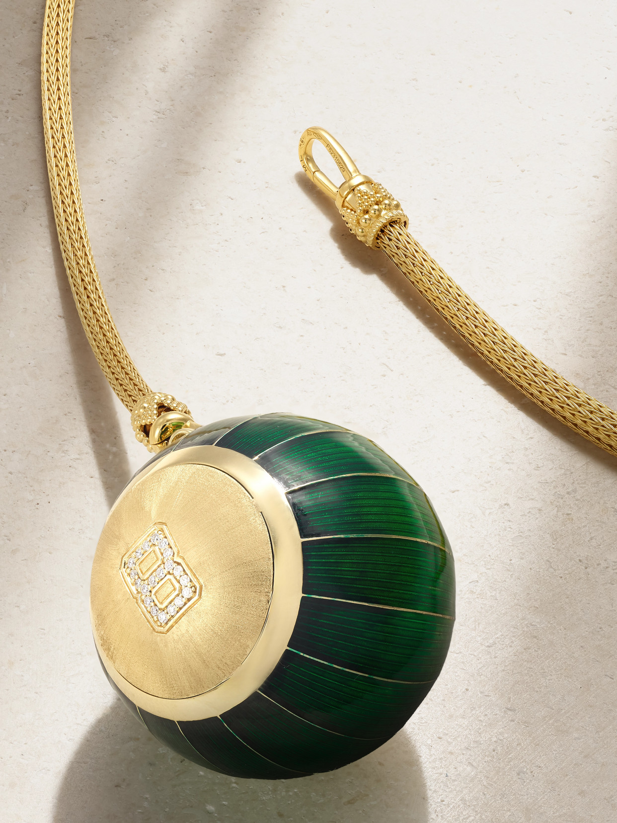 Marie Lichtenberg Magic 8 Ball 18-karat Gold, Diamond And Enamel Necklace In Gold