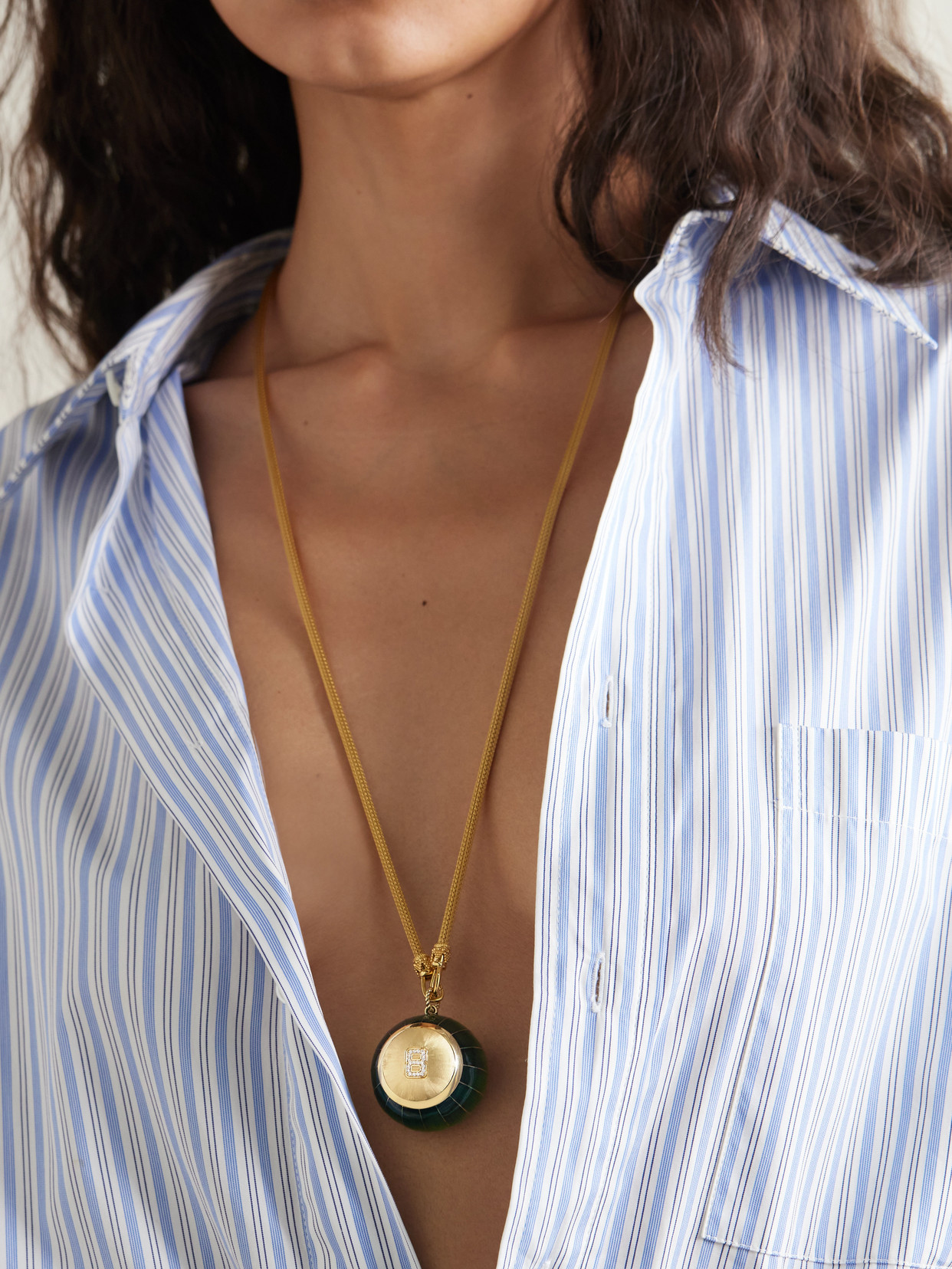 Marie Lichtenberg Magic 8 Ball 18-karat Gold, Diamond And Enamel Necklace In Gold