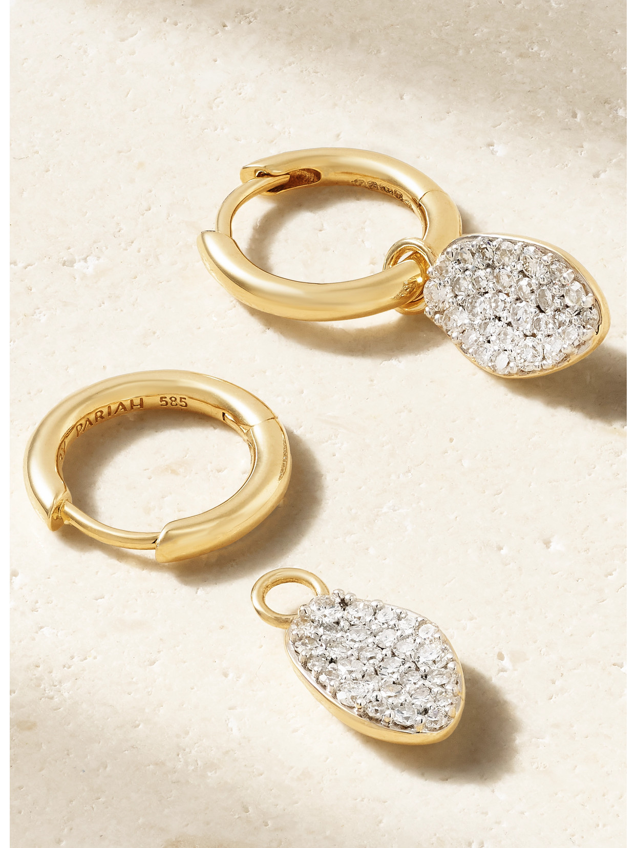 Shop By Pariah Cluster 14-karat Recycled Gold Diamond Hoop Earrings