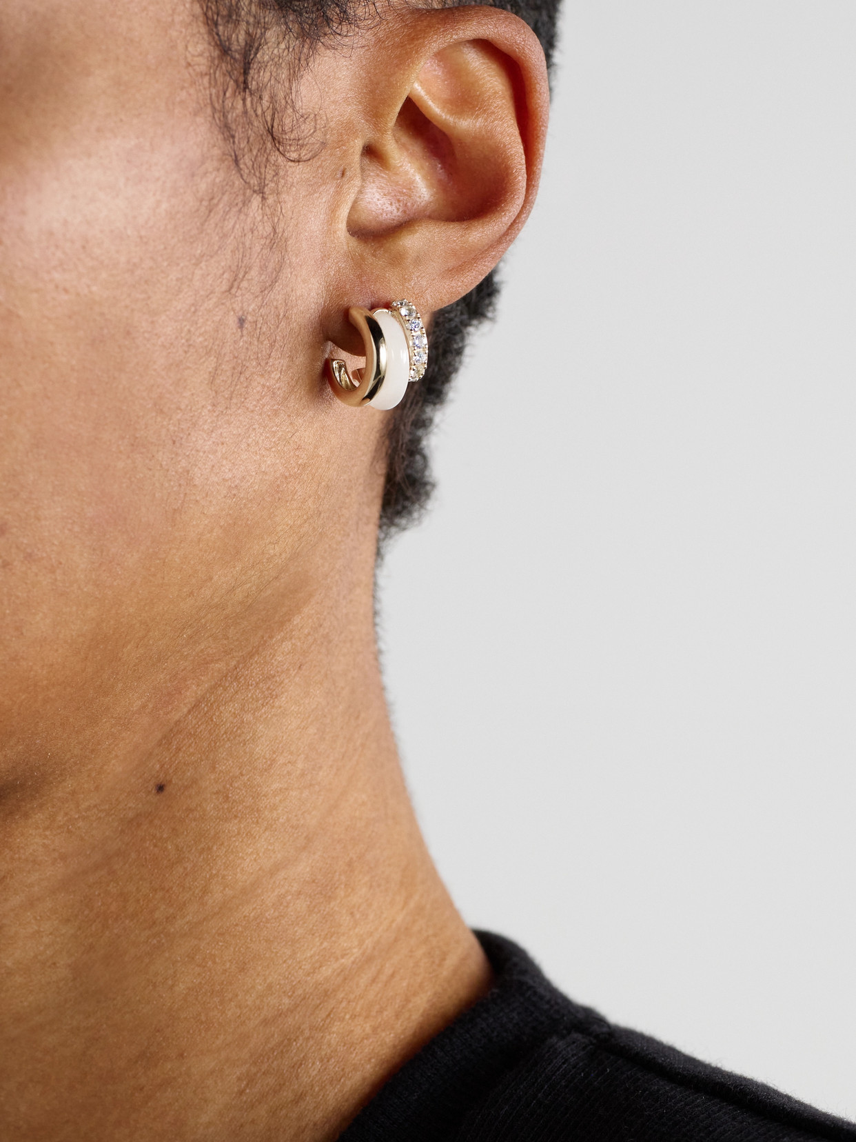 BY PARIAH TRIPLE HOOPS 14-KARAT RECYCLED GOLD, JASPER AND DIAMOND HOOP EARRINGS