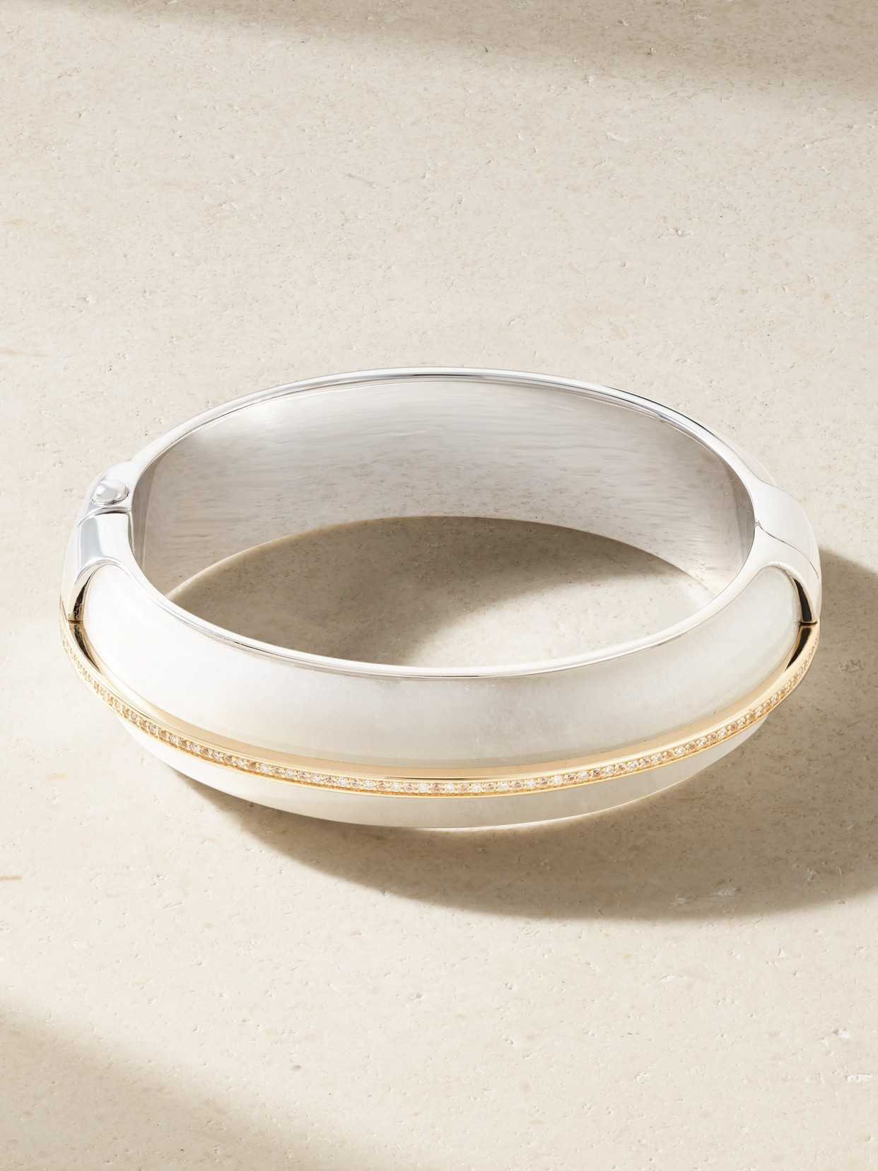 By Pariah Pebble 14-karat Recycled Gold, Sterling Silver, Jasper And Diamond Bracelet In White