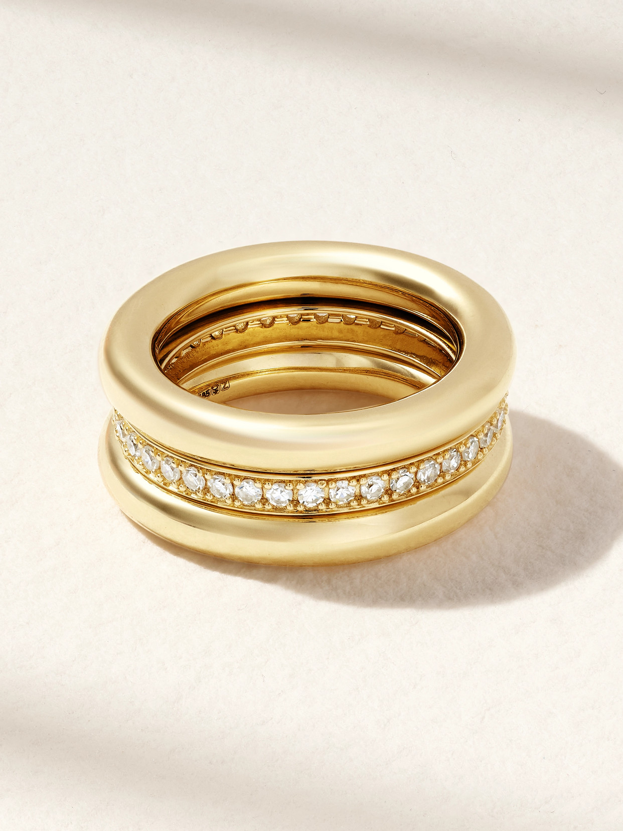 By Pariah - Set Of Three 14-karat Recycled Gold Diamond Pinky Rings - 44