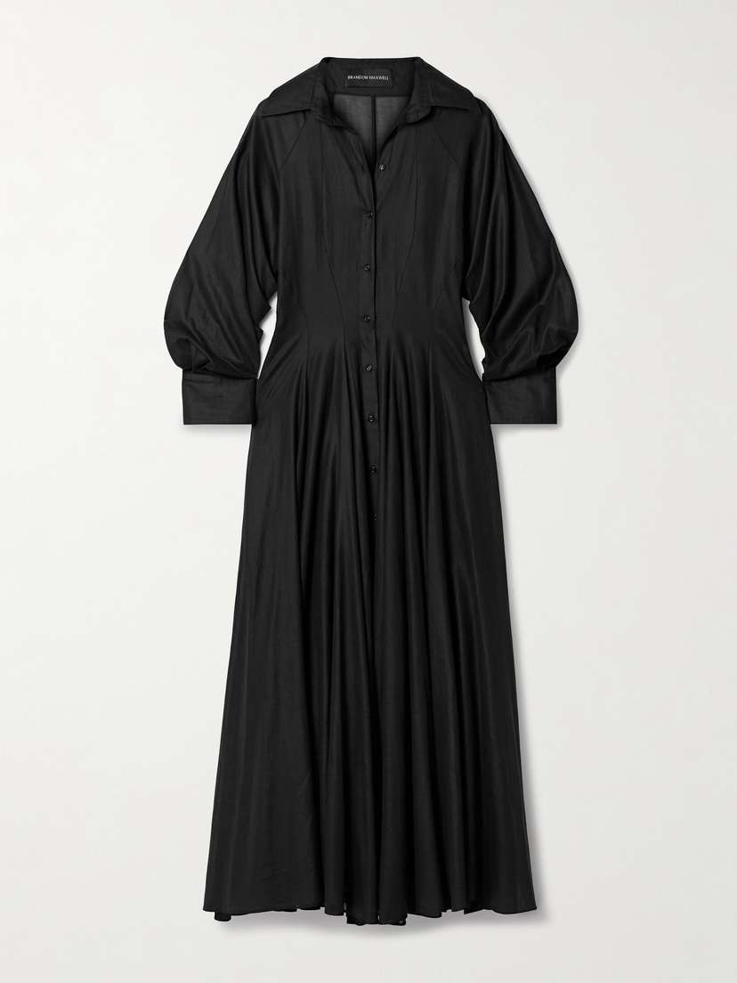 Brandon Maxwell The Virginia Gathered Cotton-voile Midi Shirt Dress
