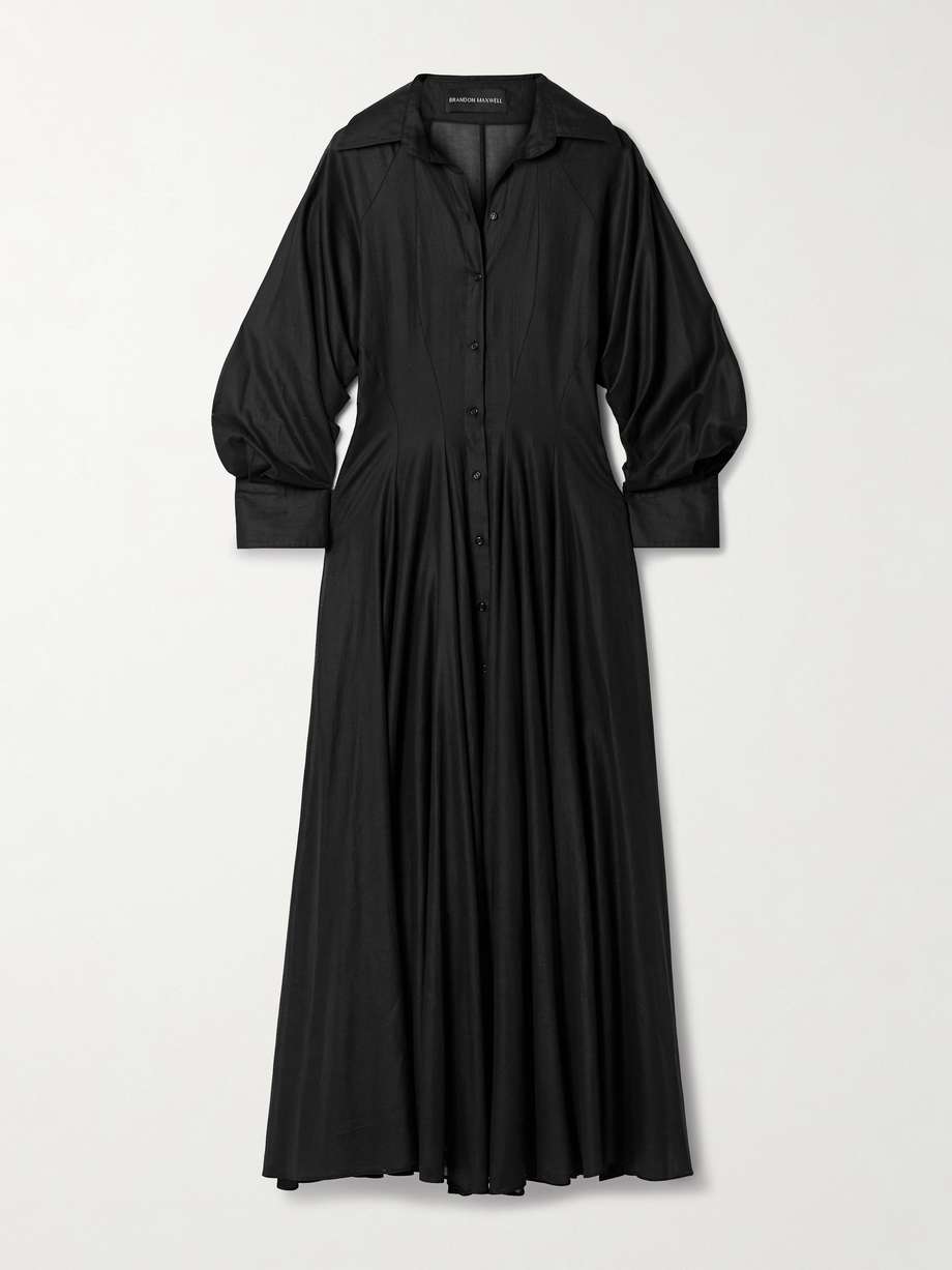 the virginia gathered cotton-voile midi shirt dress
