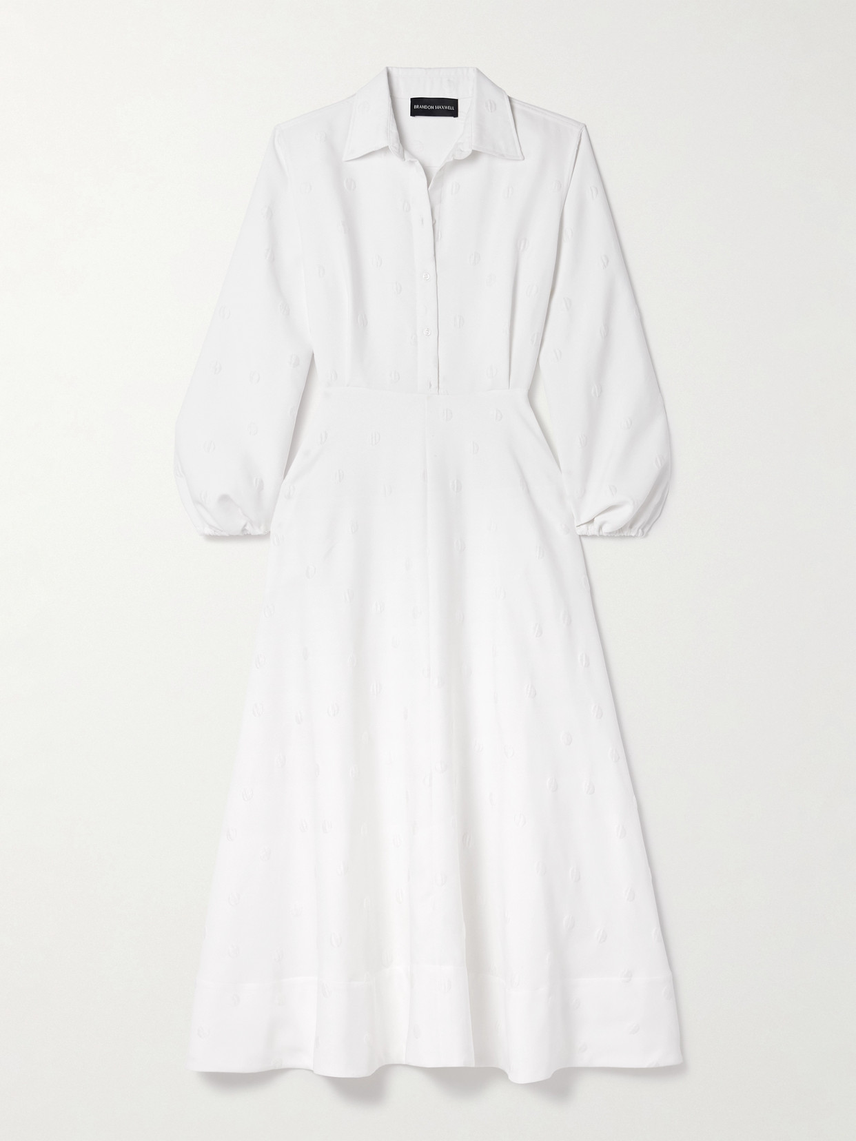 Brandon Maxwell The Maggie Polka-dot Jacquard Midi Shirt Dress In White